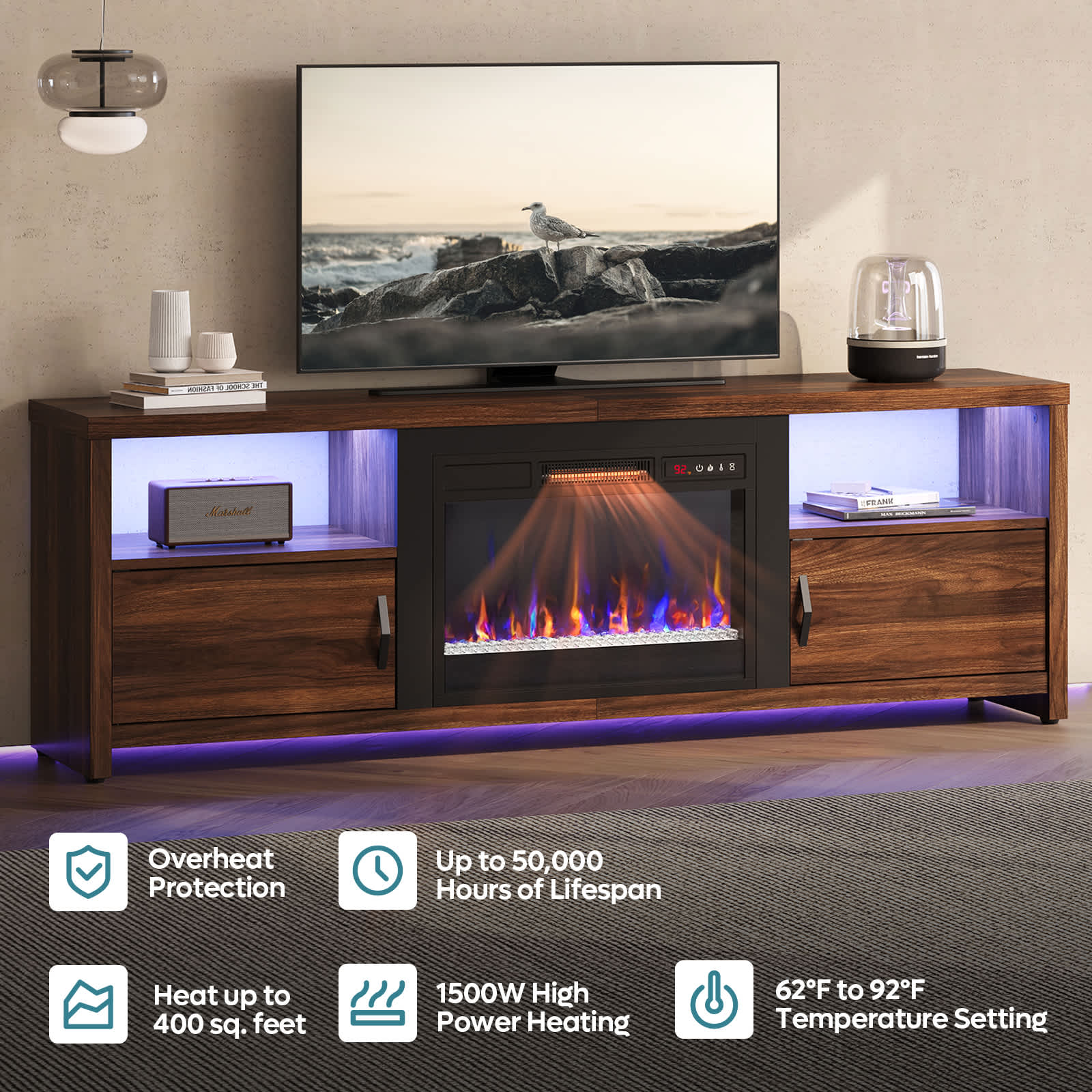 Bestier LOW-L100918FP-BLKM Electric-Fireplaces - View #8