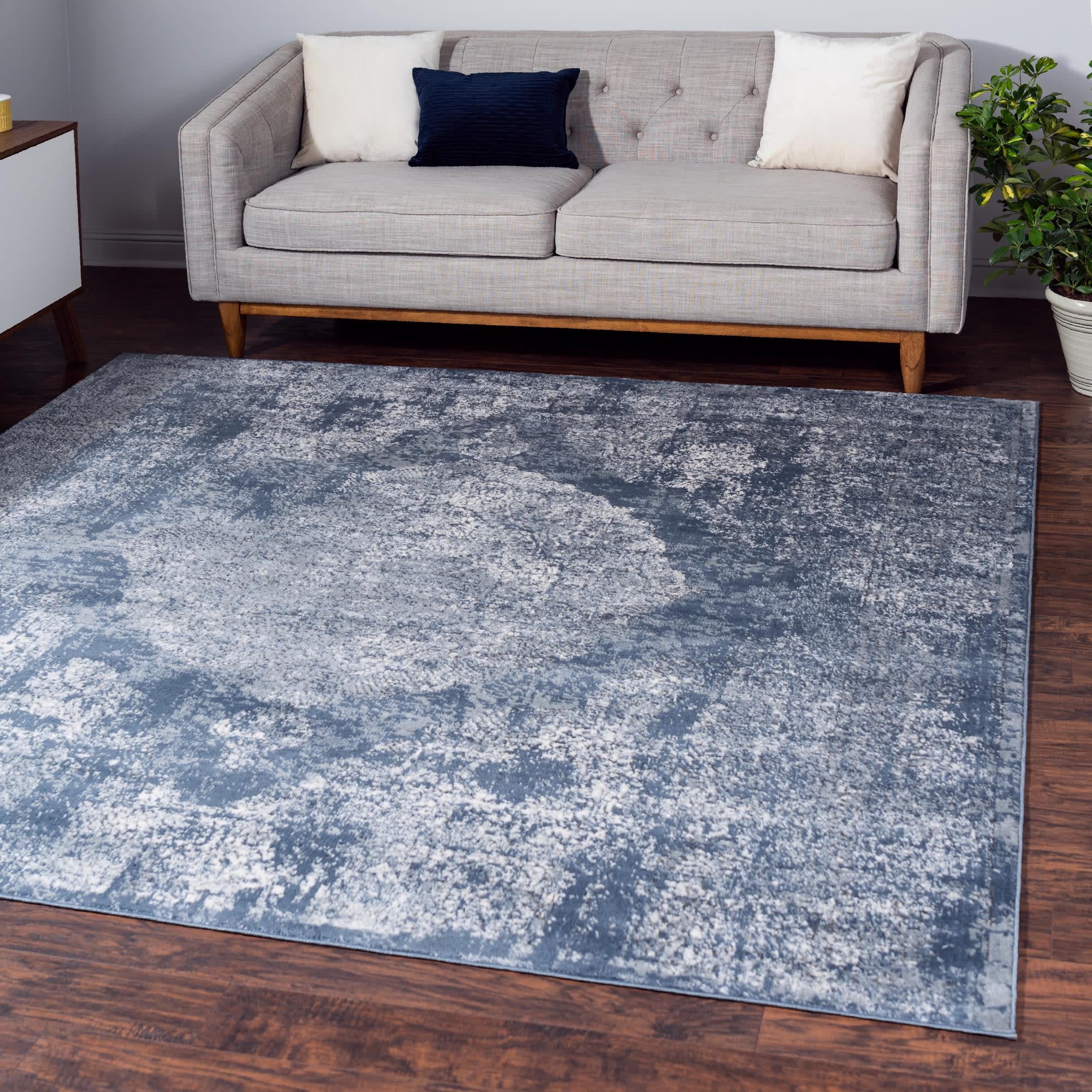 Unique Loom 3147342 Portland 8 x 8 (ft) Loomed Polypropylene Blue Square Indoor Medallion Area rug