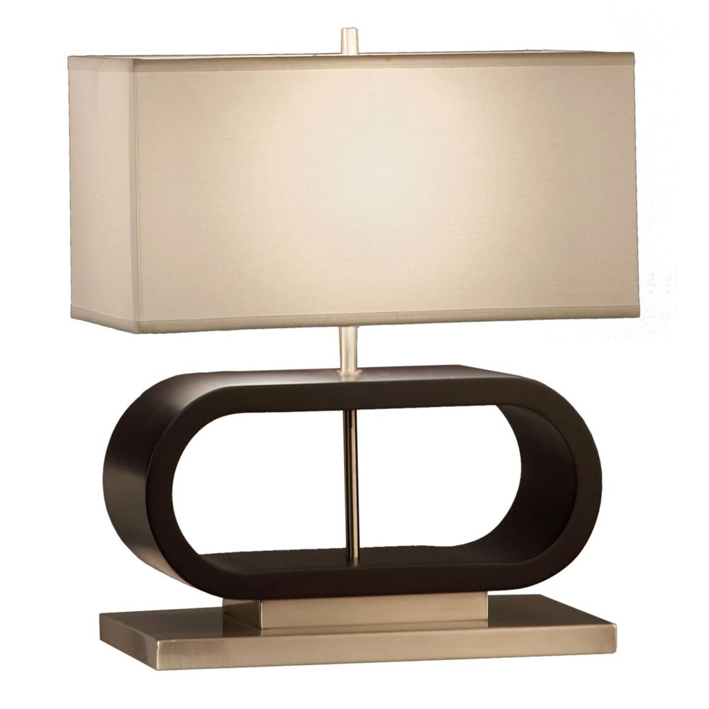 Nova Lighting 00541 20-in Dark Brown Wood and Brushed Nickel 3-way Table Lamp with Fabric Shade