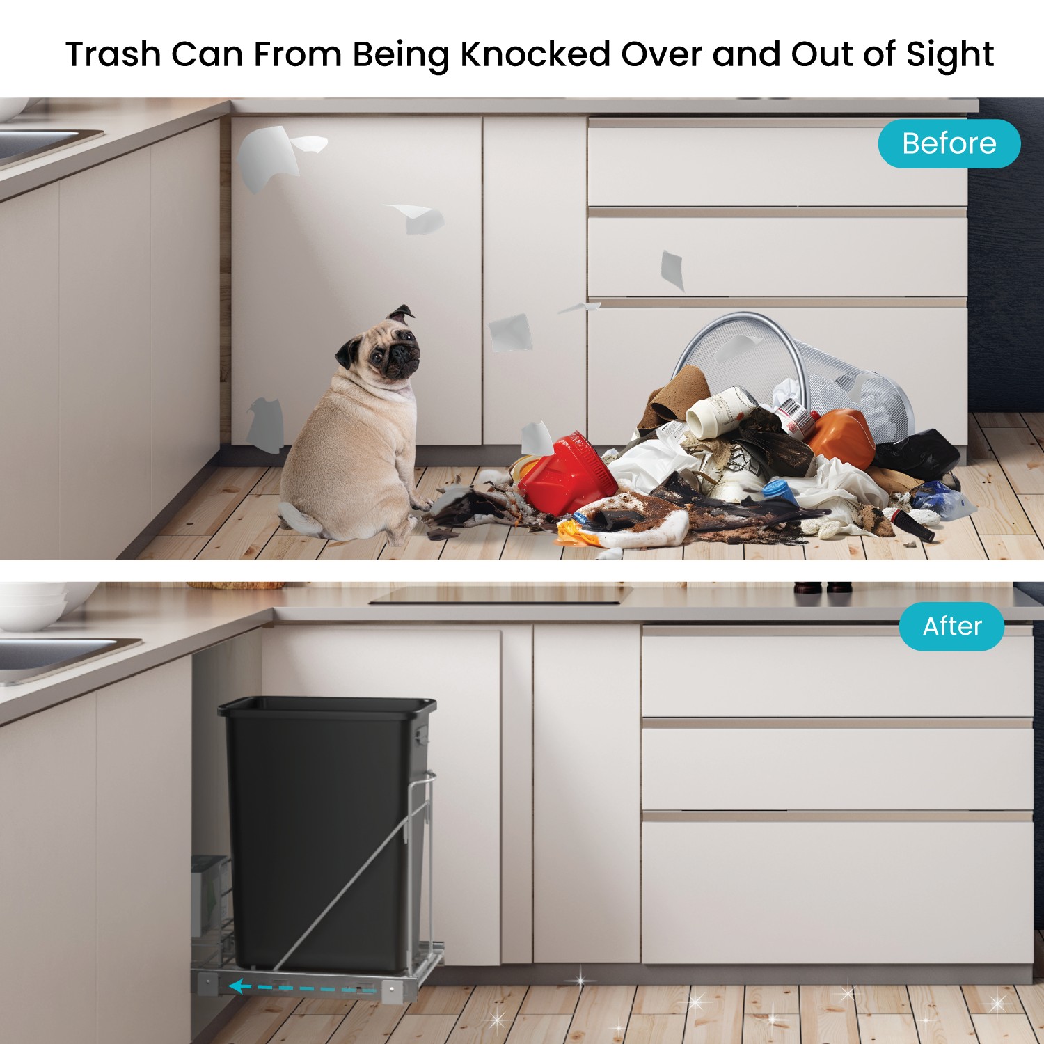 Home Zone Living VK40239U Pullout-Trash-Cans - View #4