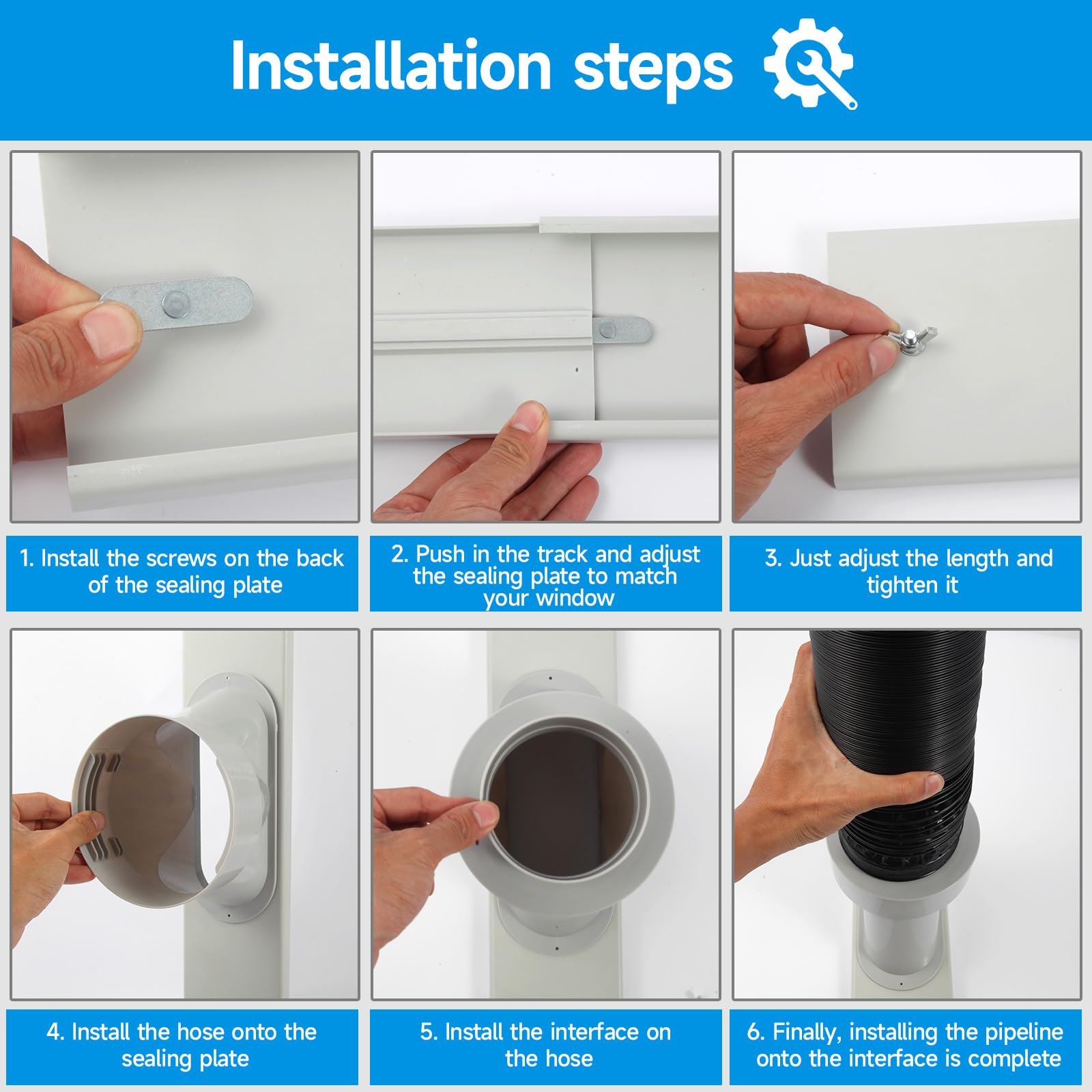 Anqtovp Window Vent Kit with 59 Inch Length Hose Adjustable Window Seal ...