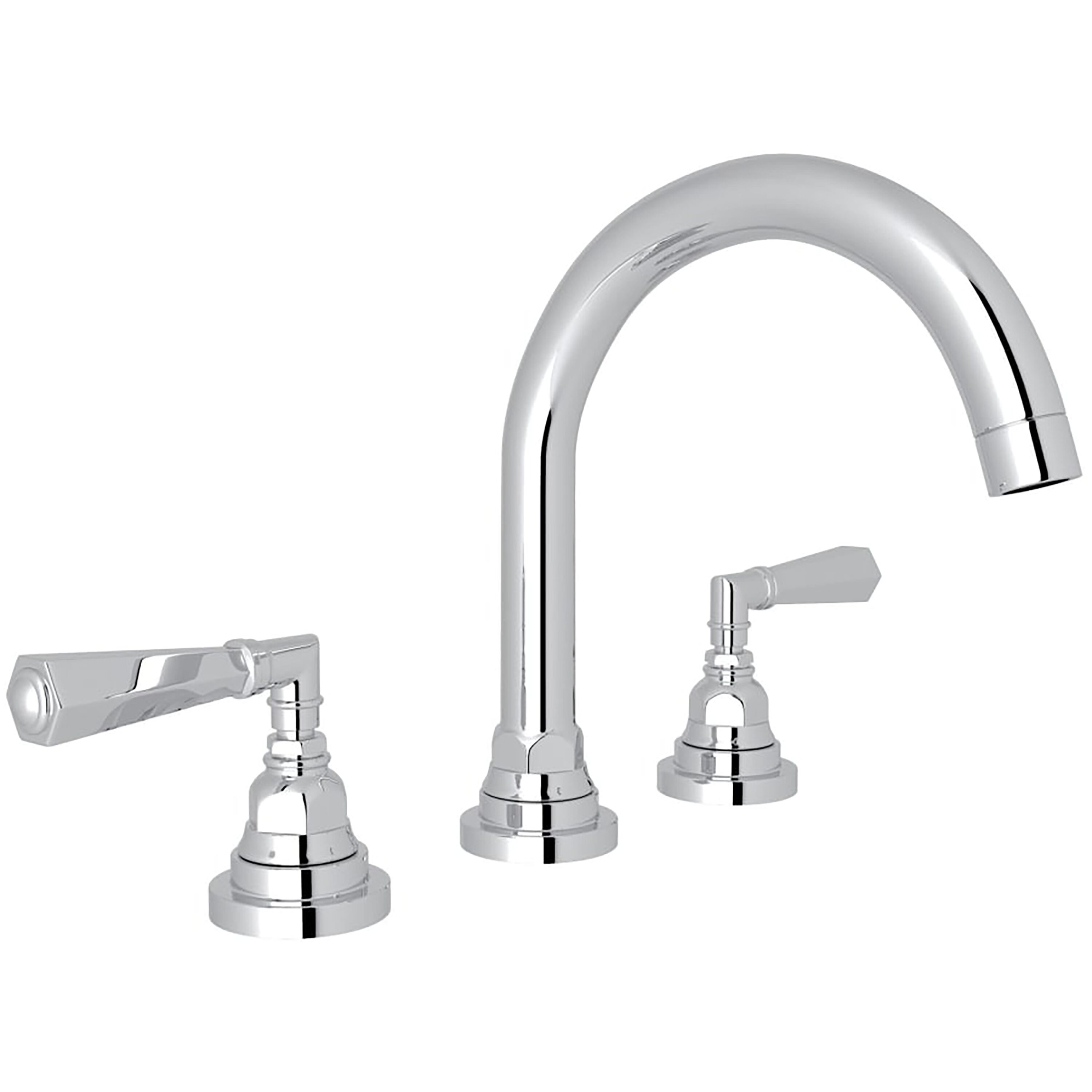 Rohl A2328LMAPC-2 Polished Chrome Widespread 2-handle Low-arc Residential Handle Bathroom Sink Faucet with Drain