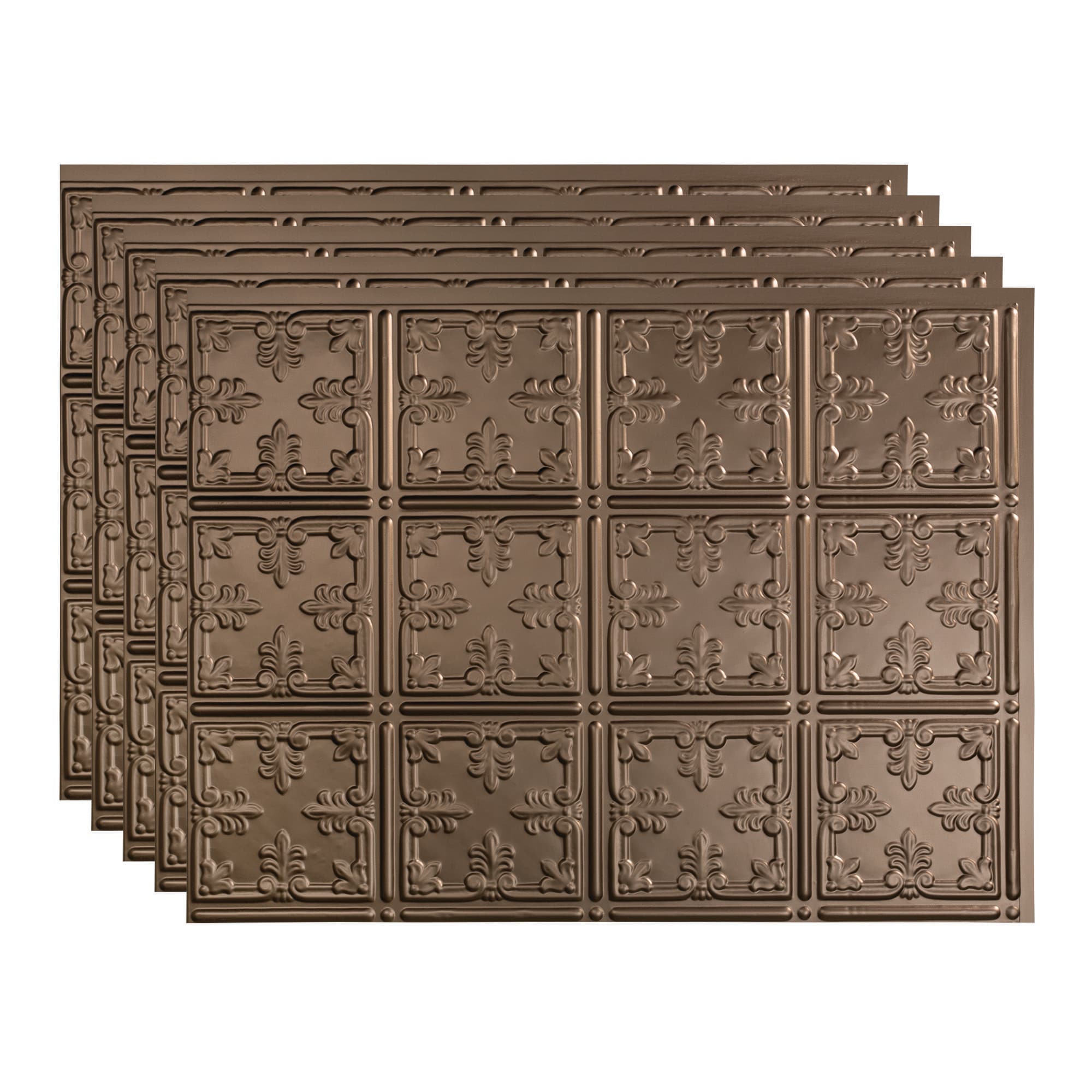 Fasade PB5728 Traditional 10 18.25-in x 24.25-in Vinyl Argent Bronze Backsplash Panels 5.0 -Pack