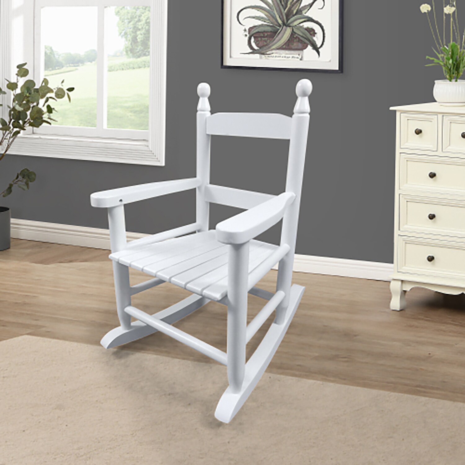 GZMR SRSD10951BU Children's rocking white chair Modern White Swivel Rocking Chair