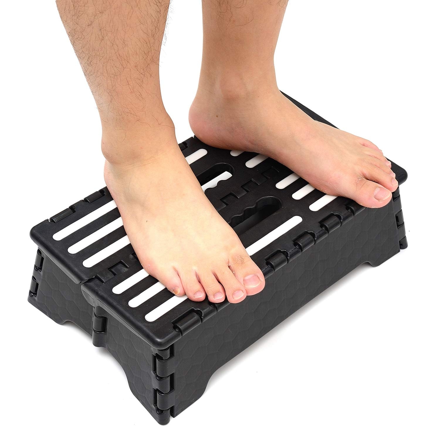 Etokfoks  Portable Folding Step Stool 5 in H 15 x 7 8 in Platform Compacted Plastic Anti Slip Rubber Feet 1 Pack