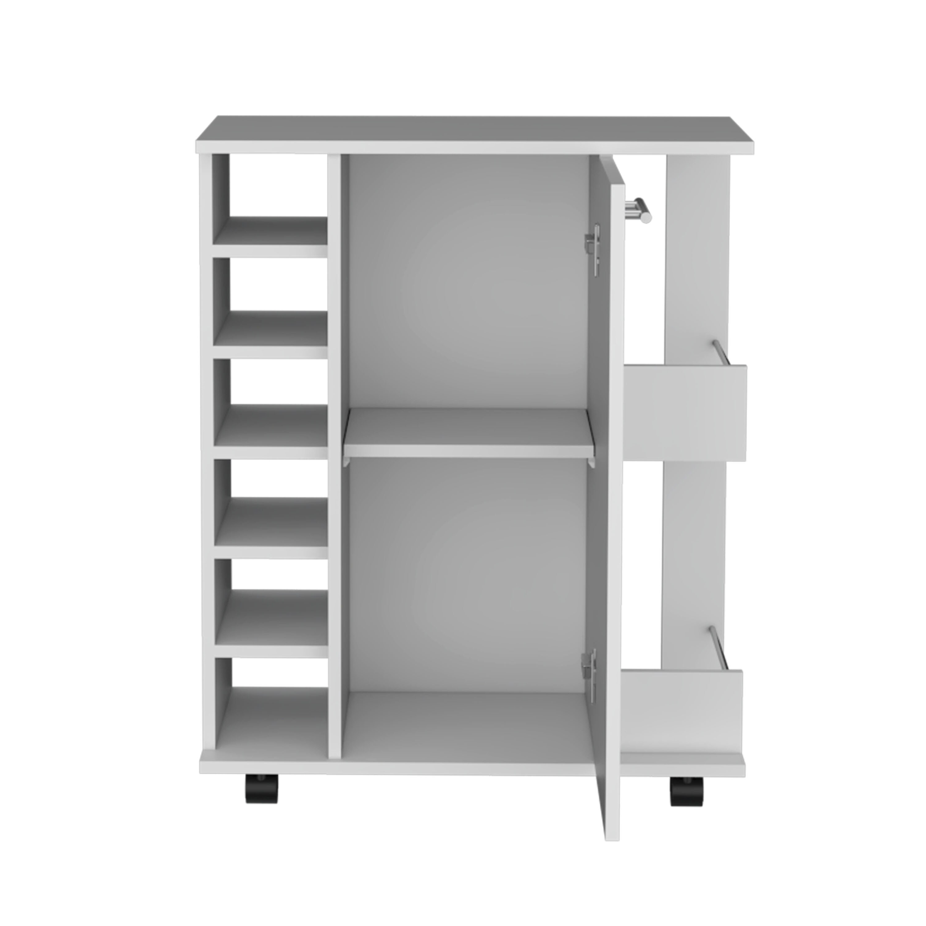 Damerin KK798A White Wood Base with Wood Wood Top Rolling Kitchen Cart ( 25.82-Inches x 14.76-Inches x 32.32-Inches )