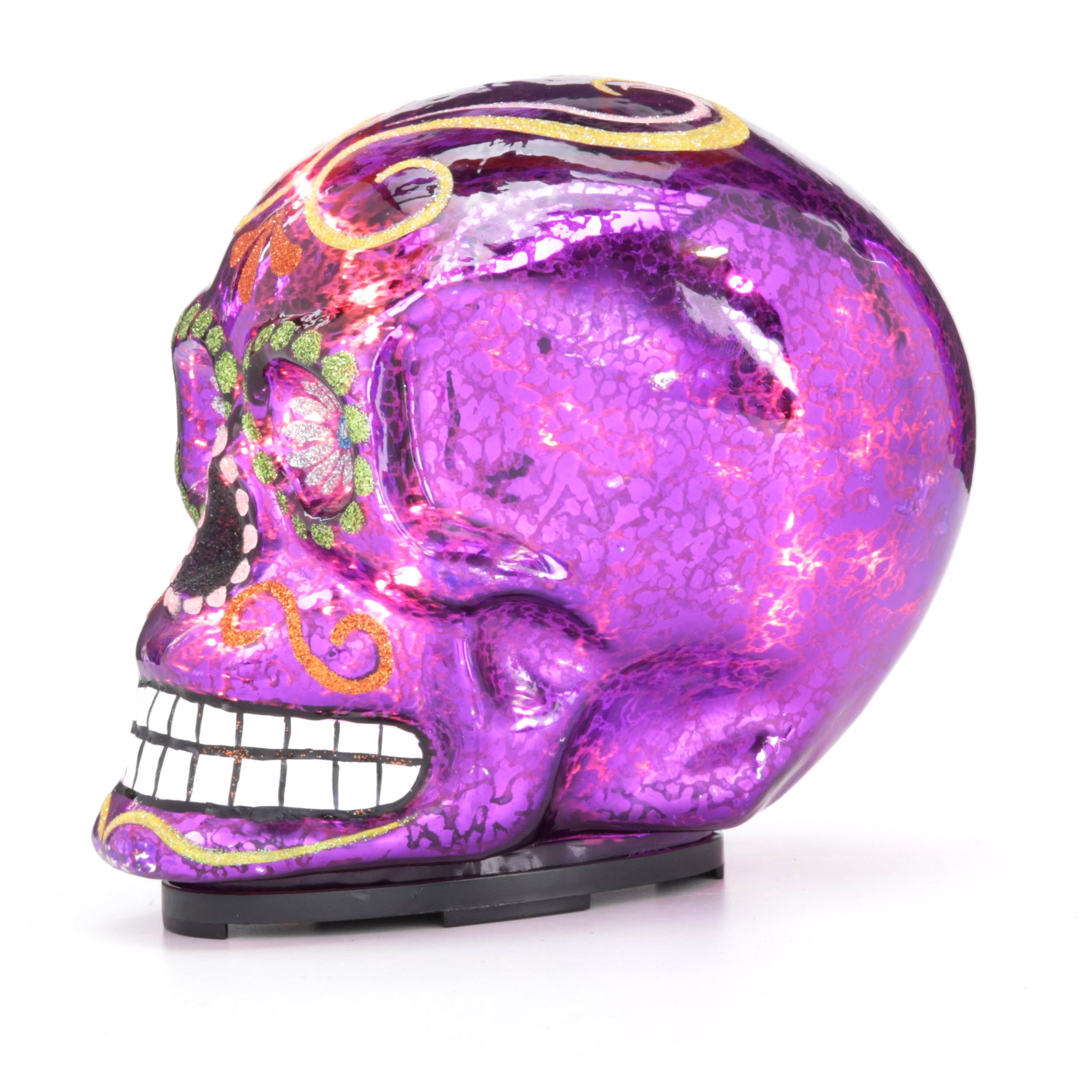 Purple or Clear New Halloween Decor! Glass Skull Your Choice Glow in the Dark