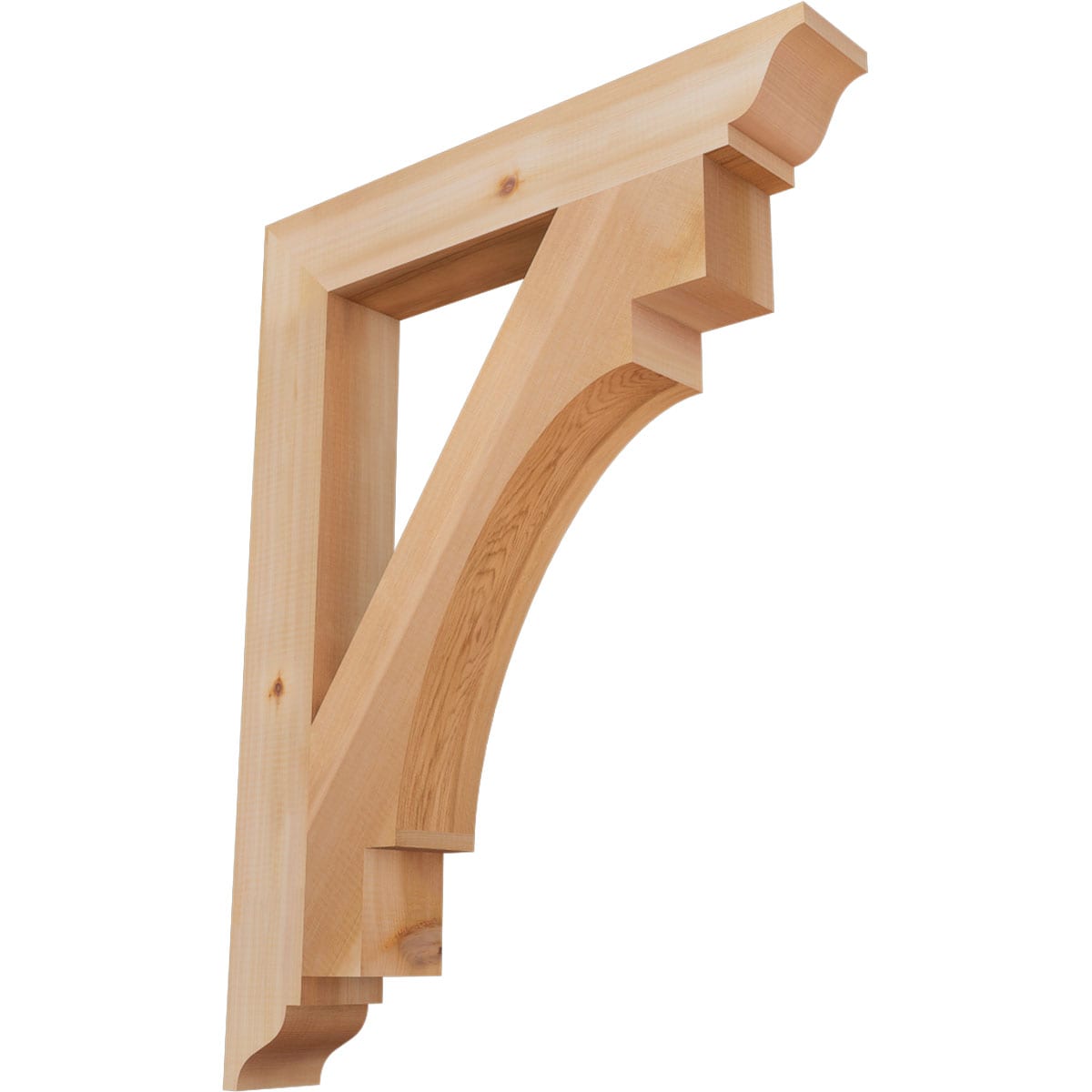 Ekena Millwork BKT04X26X34MRC01SWR Merced traditional smooth 3-1/2-in x 26-in x 34-in Western red cedar Brown Wood Standard bracket