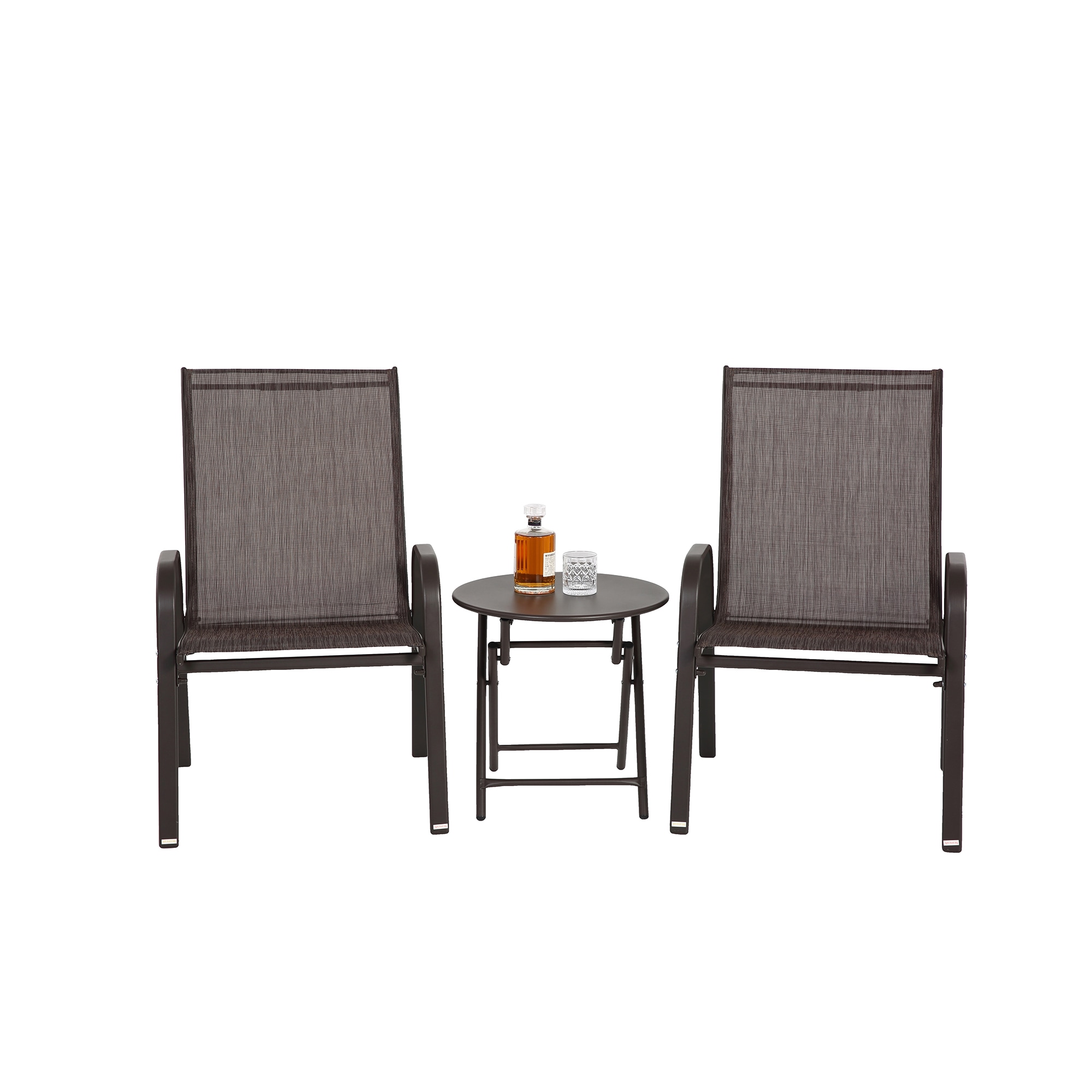 Bybafun YB0600085 3 -Piece Patio Conversation Set with Gray Cushions