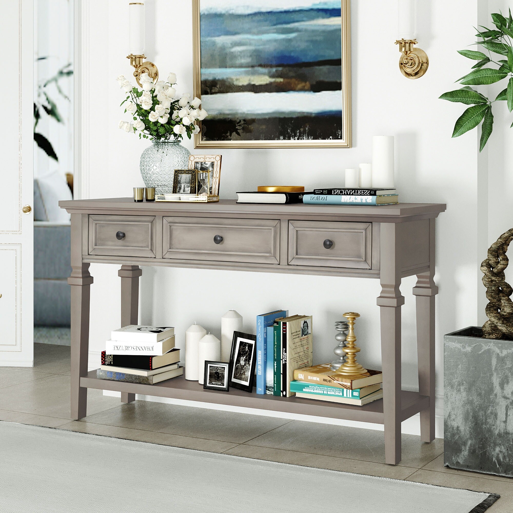Mondawe OR-W6438K-TR Vintage Distressed Console Table