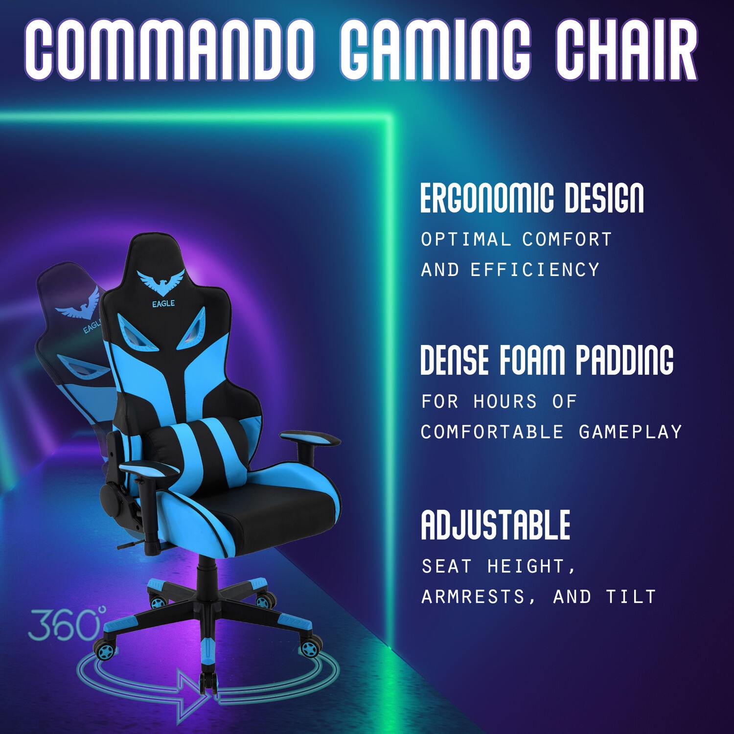 Hanover Commando Ergonomic Gaming Chair in Black and Orange with