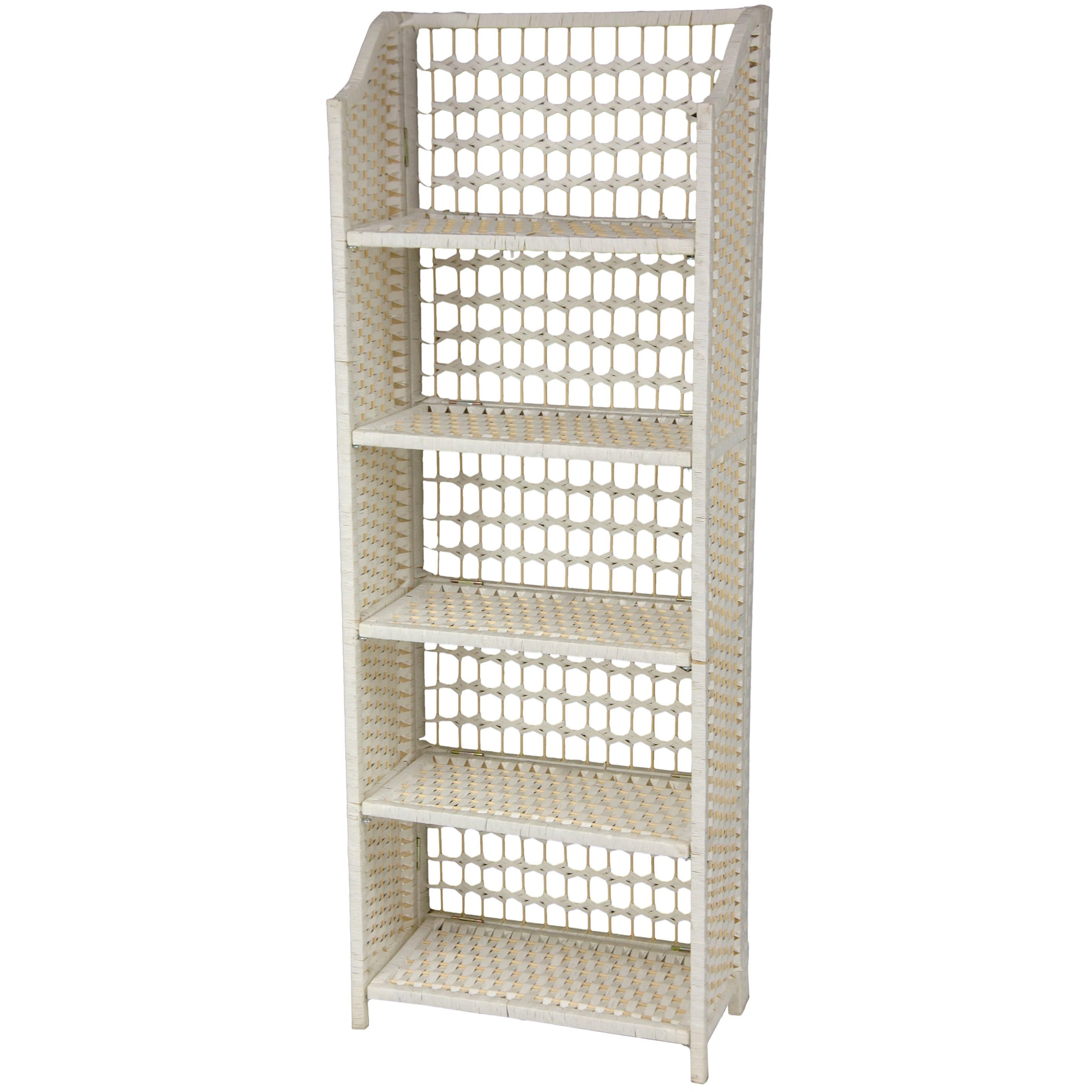 Red Lantern JH09-018-5-WHT Oriental Furniture White Wood 5 -Shelf Barrister Bookcase ( 19.5-Inches W x 53-Inches H x 10.25-Inches D ) Stained