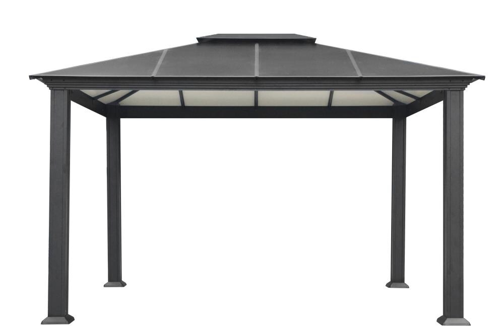 STC GZ3 13.1-ft x 10.8-ft Rectangle Black Metal Aluminum Roof Semi-permanent Gazebo