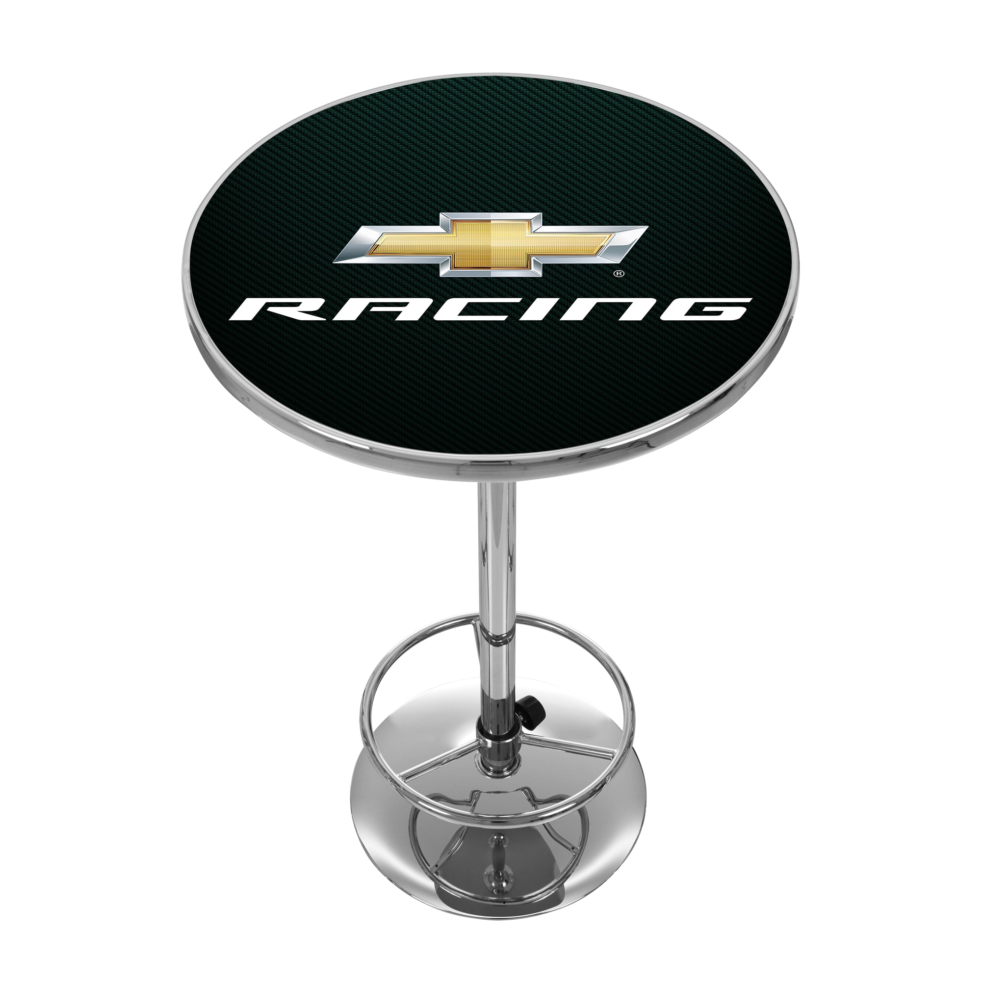 Trademark Gameroom GM2000-CR Pub Tables Chrome Round Traditional Bar Table, Composite with Metal Pedestal Base 27.375-in L x 42-in H