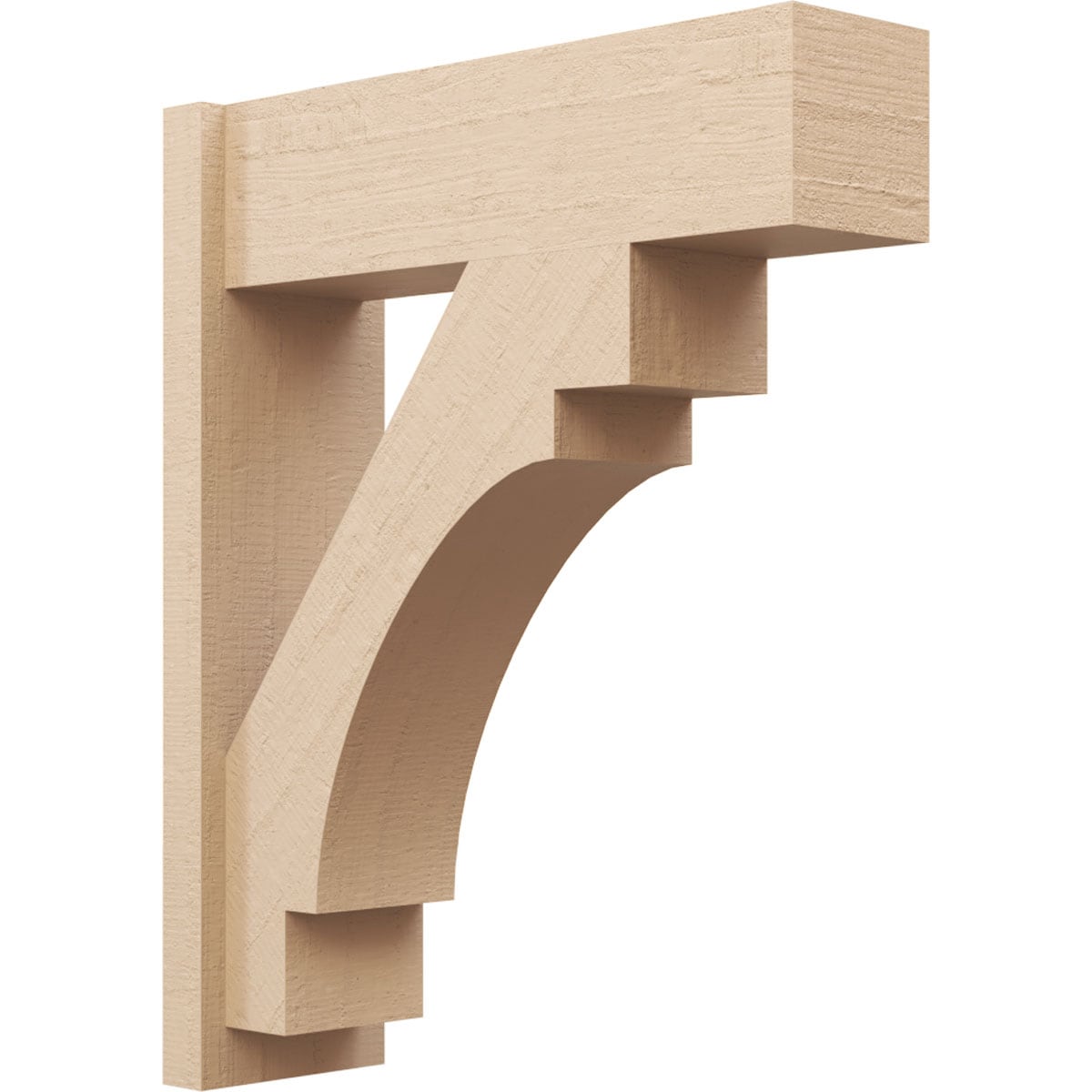 Ekena Millwork 2137092 Timberthane Rough Cedar Faux Wood Merced Block Outlooker 8-in W x 26-in D x 32-in H Primed Tan