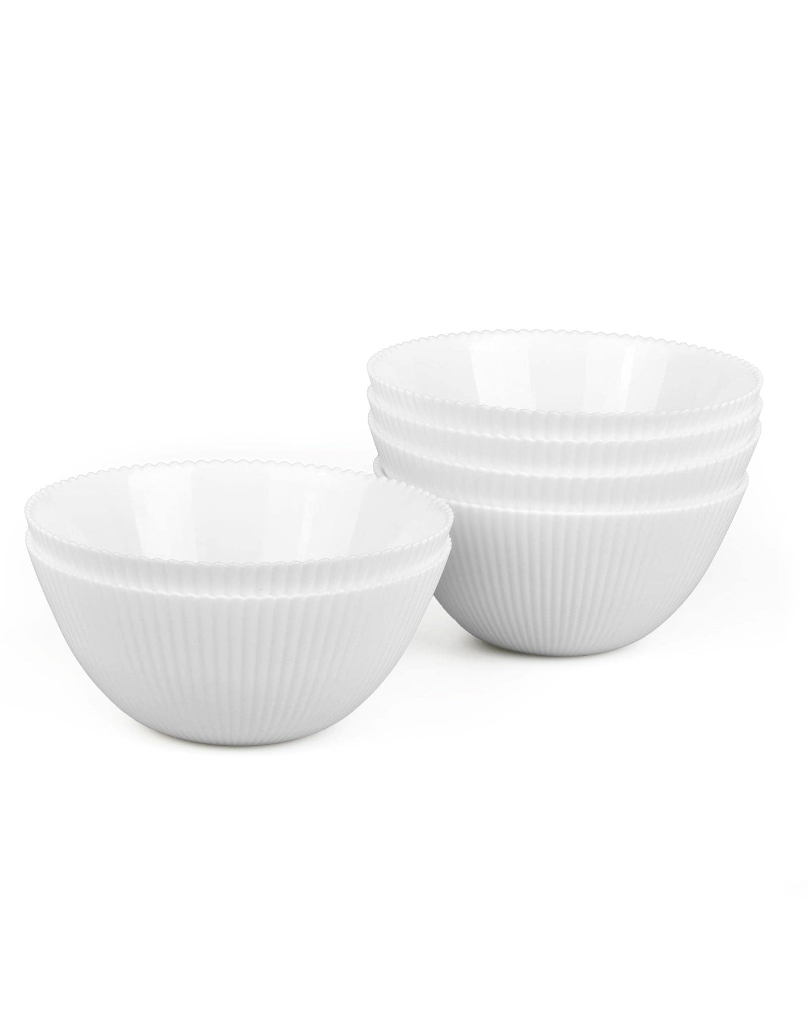Aoibox  Set of 6 20 oz Opal Glass Round Ribbed Bowls 6 in Dishwasher Microwave Safe for Kitchen Use