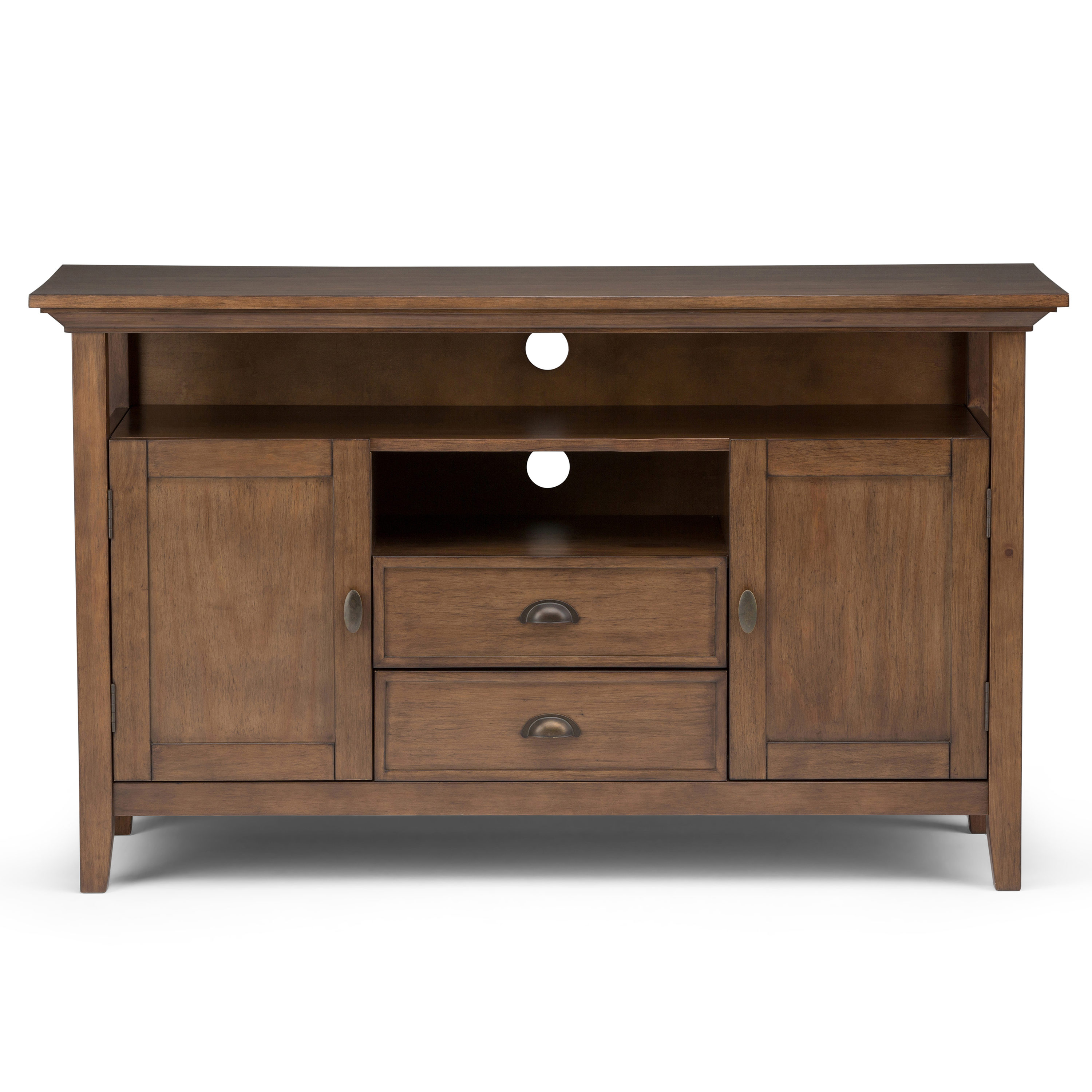 Rustic Natural Aged Brown Pine Wood 54" TV Cabinet