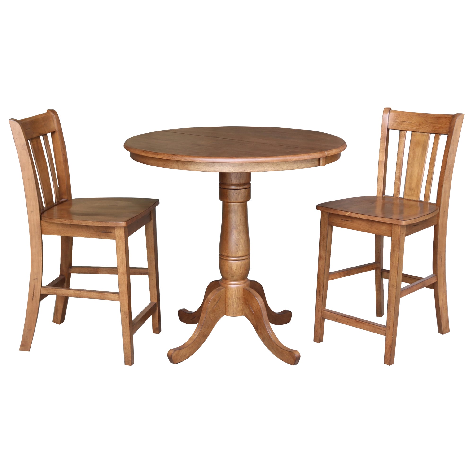 International Concepts K42-36RXT-6B-S102-2 Distressed oak Transitional Dining Room Set with Round Table ( Seats 4 )