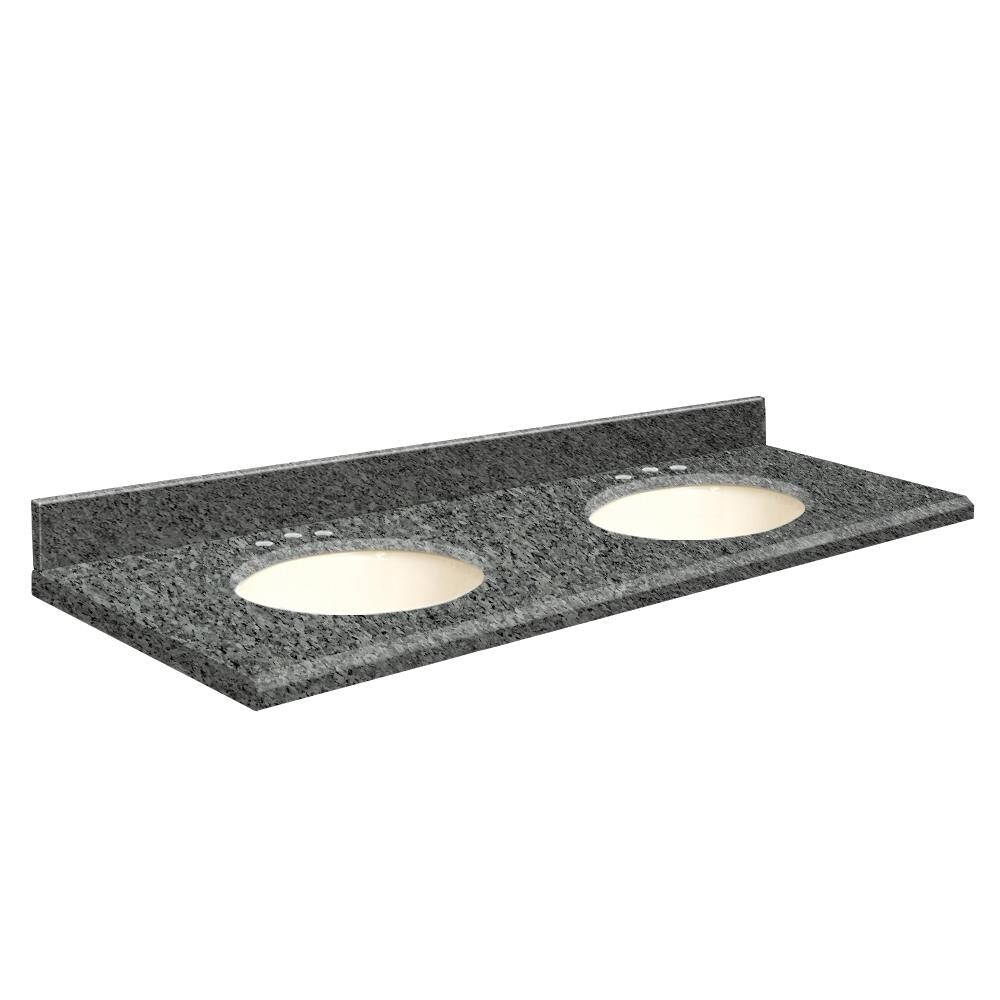 Transolid 61-in Blue Pearl Granite Double Sink Bathroom Vanity Top
