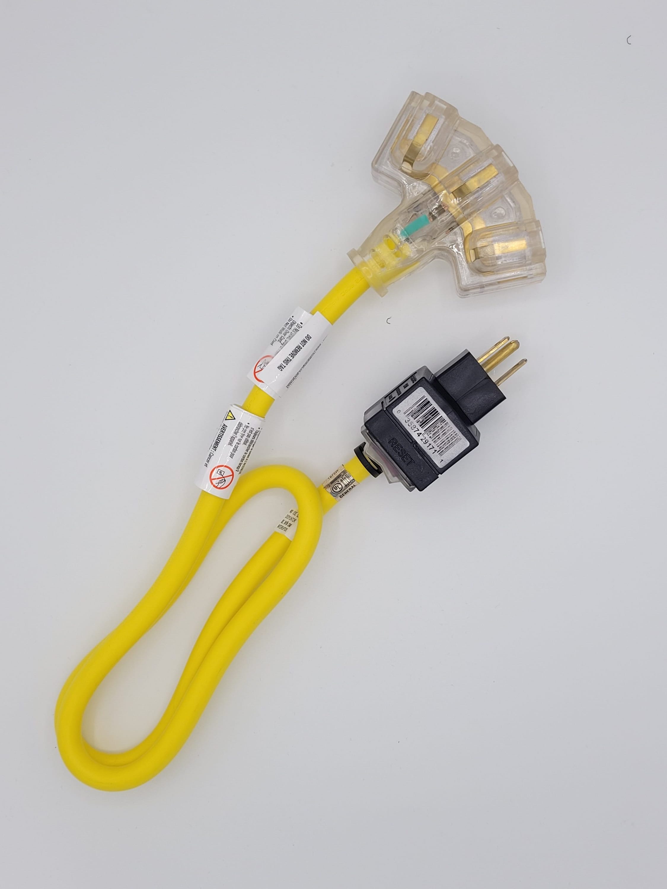 Tower Manufacturing C629171 Utilitech 3-ft 12 / 3 3 Prong Yellow Indoor/Outdoor SJTW Heavy Duty Lighted Extension Cord