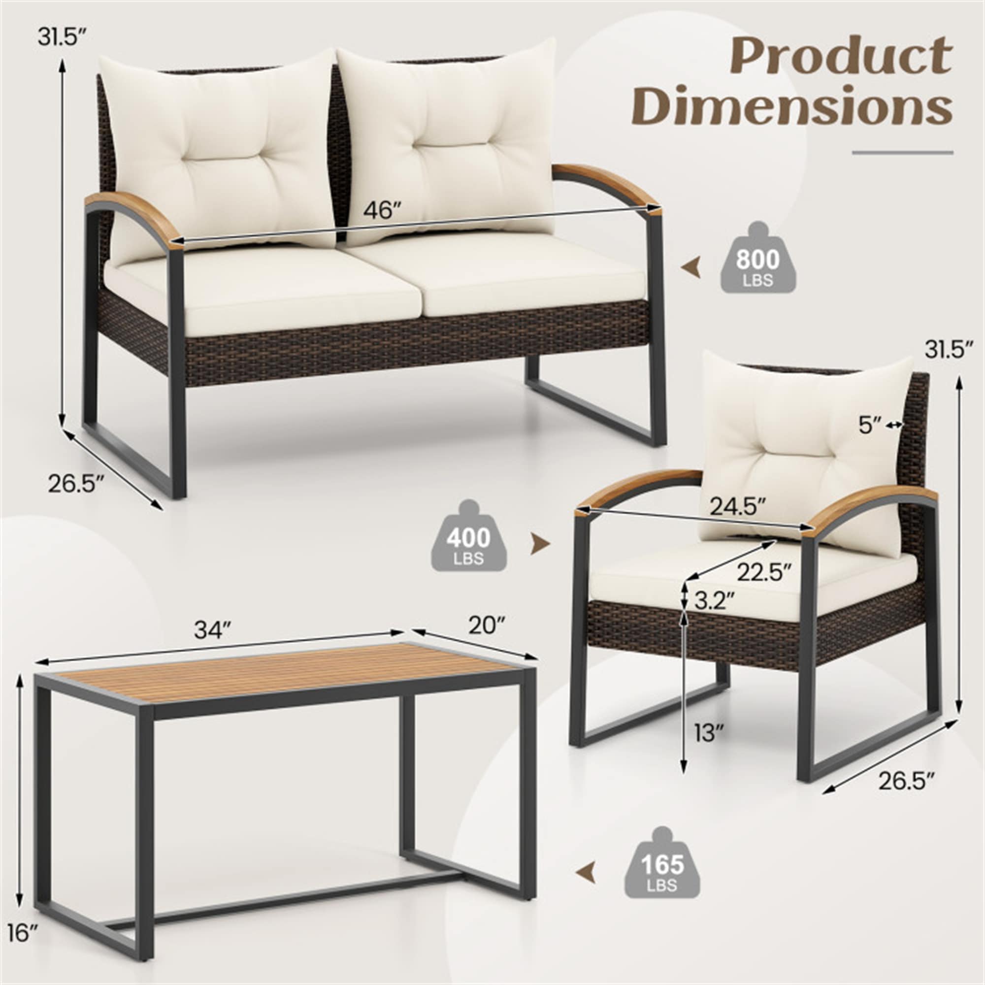 BABOOM BOM-2306WH+-CO Patio-Conversation-Sets - View #3