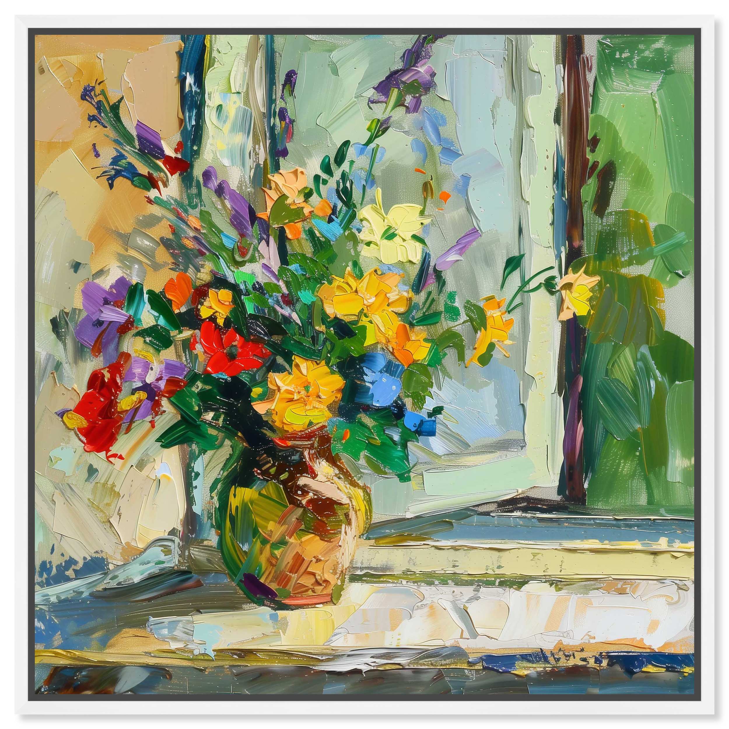Art Remedy 005664400Y26R7W Vase By The Window Modern/Contemporary Print by  White Frame 12 x 12