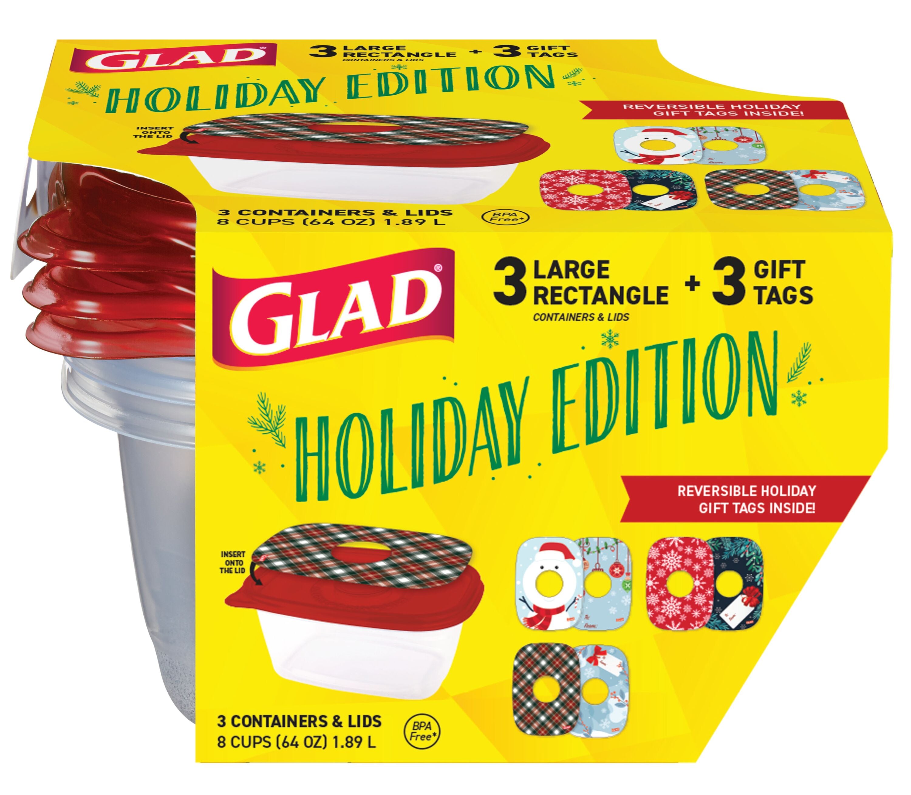 Glad 3-Pack 2-quart Plastic Bpa-free Reusable Food Storage