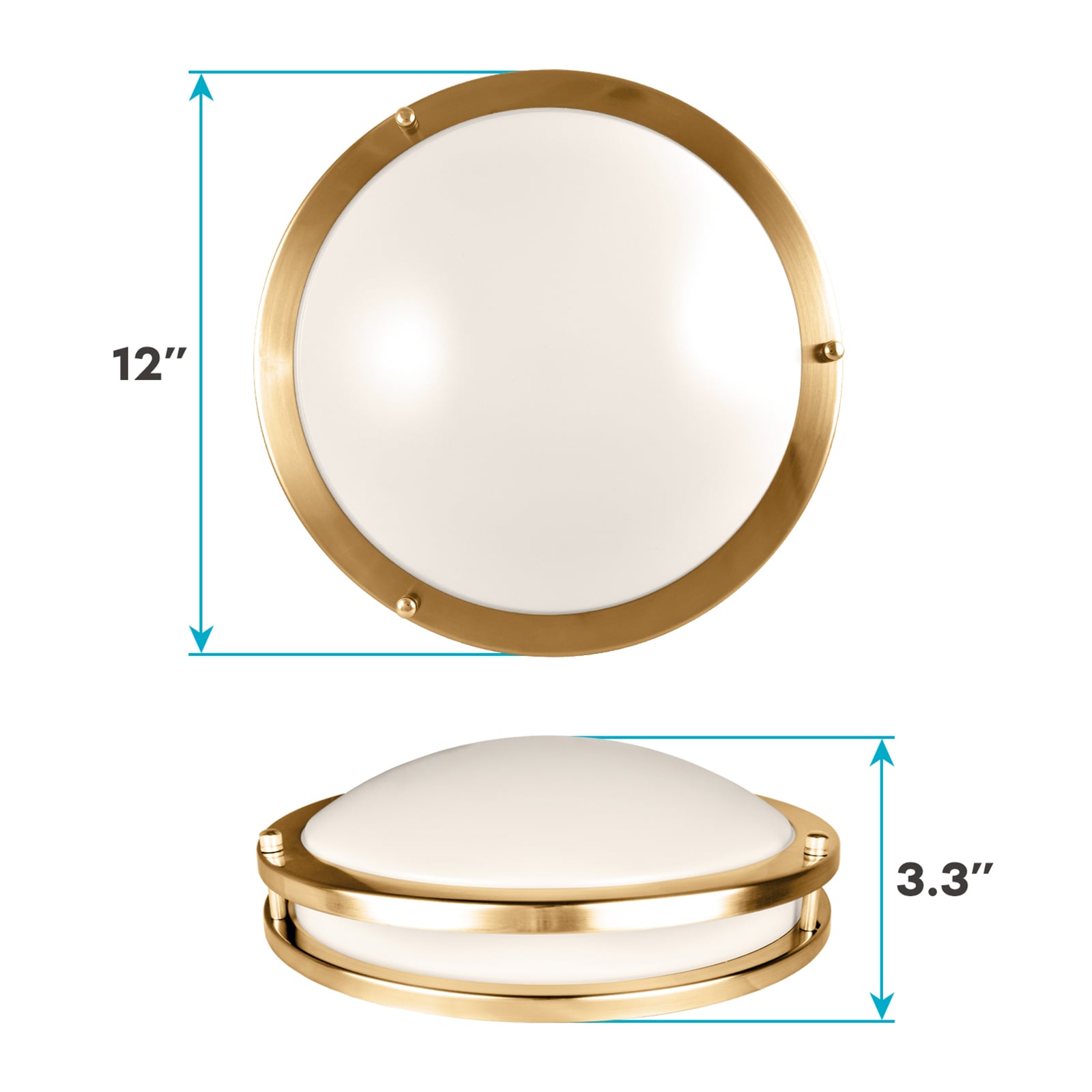 Brushed Brass 12" LED Flush Mount Ceiling Light with Dimmable Energy Star