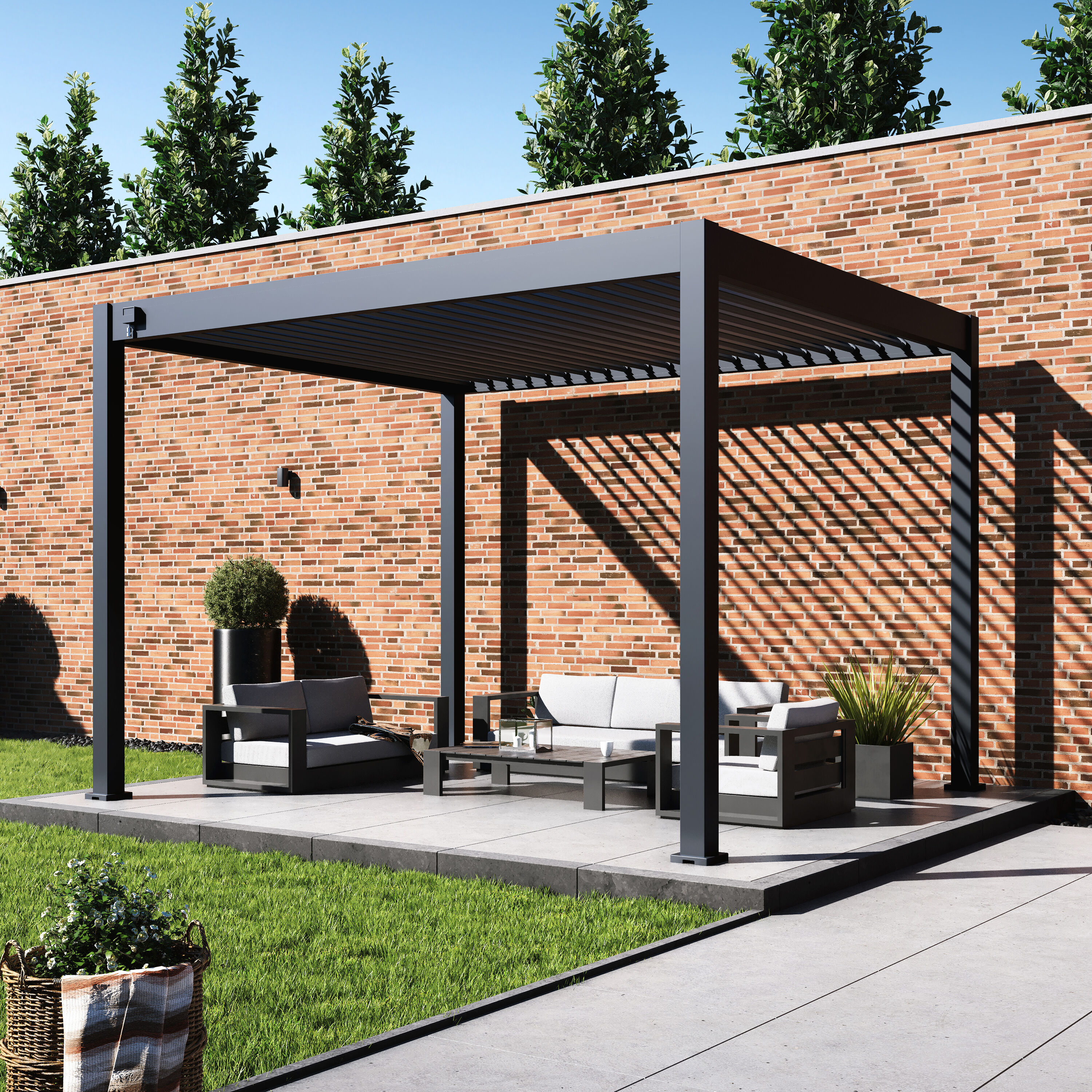 Paragon Outdoor Grand Tuscan 10-ft W x 12-ft L x 8-ft 5-in H Grey Metal Freestanding Pergola