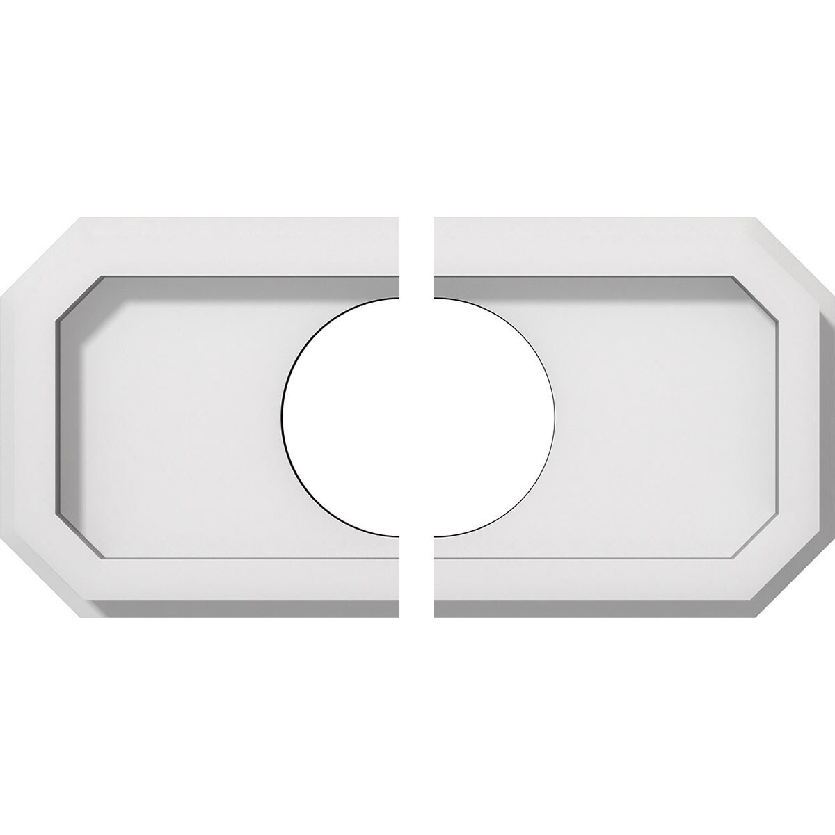 Ekena Millwork CMP10X5ED2-03000 Emerald 10-Inches W x 5-Inches L Contemporary White PVC Split Ceiling Medallion
