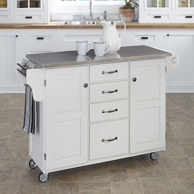 Stainless Steel Metal Top Kitchen Cart, Stainless Steel Movable Kitchen Island