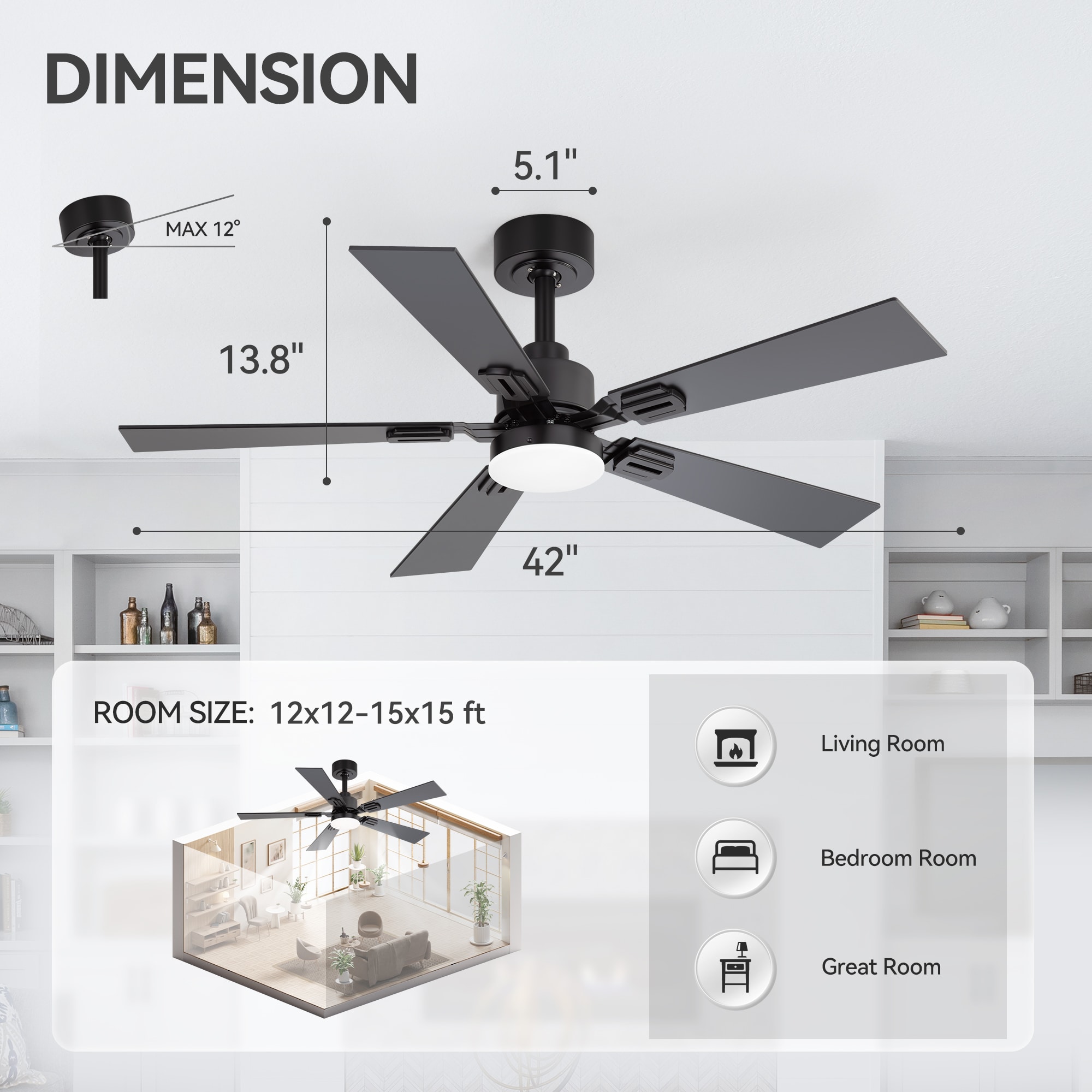 Breezary 35077-BK-2PCS Ceiling-Fans - View #13
