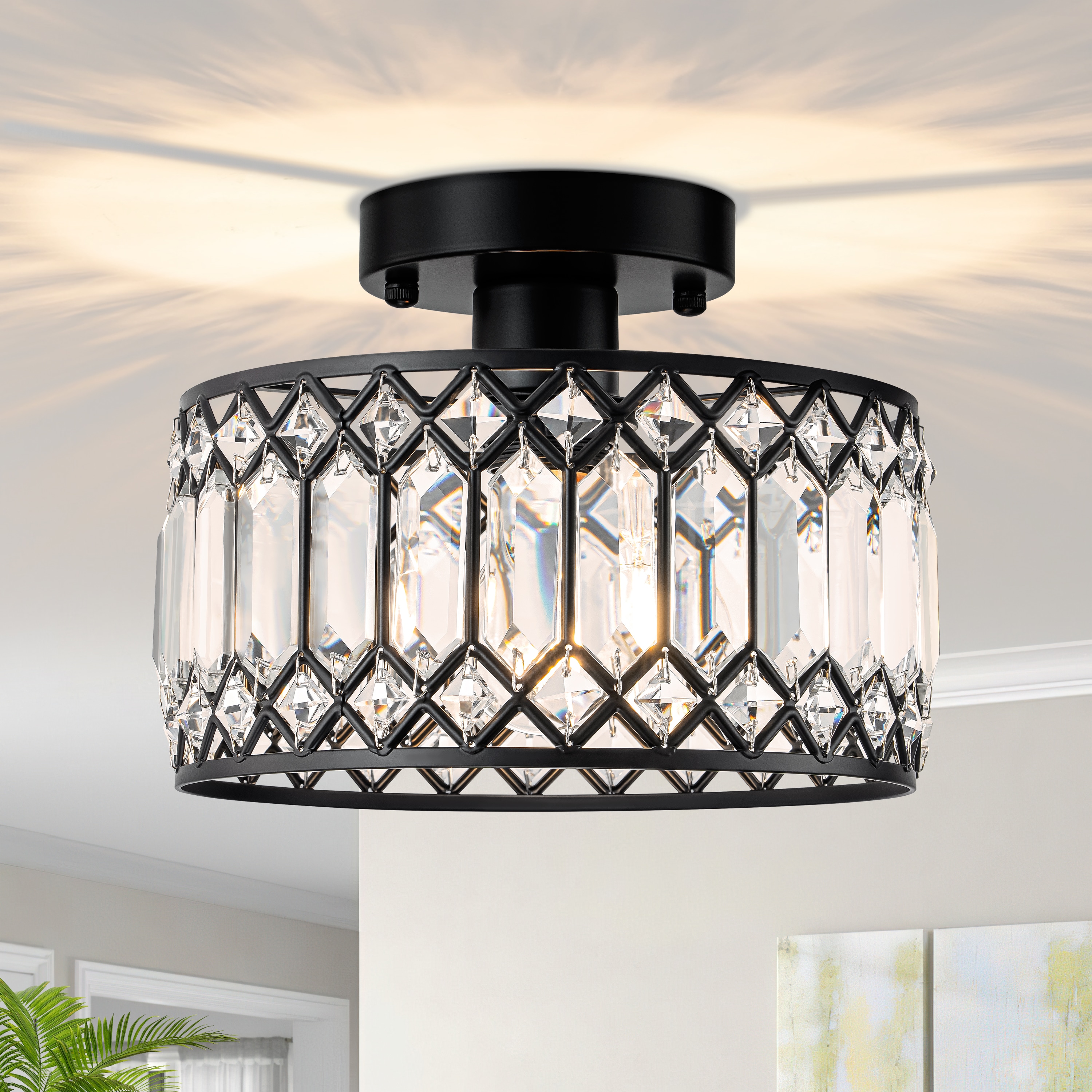 GoYeel ZC052BL01D23 1 -Light 9.06-in Black Semi Flush Mount Light