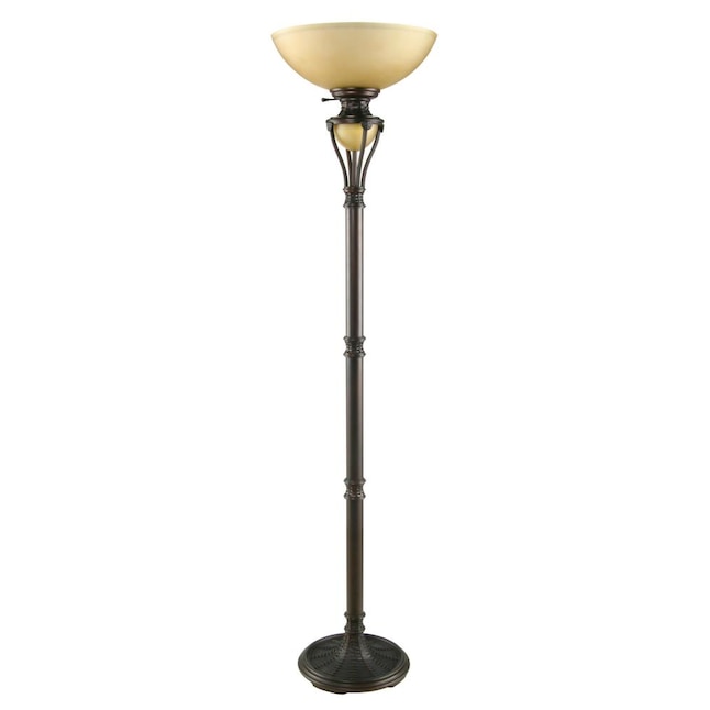 Aged Bronze Torchiere Floor Lamp, Bronze Torchiere Floor Lamp With Frosted Plastic Shade