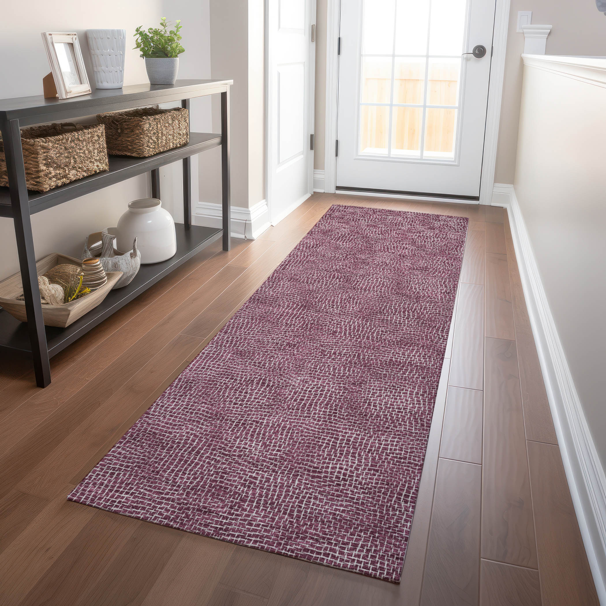 Addison Rugs ACN1057EG2X8 Chantille ACN1057EG 2 x 7 (ft) Polyester Eggplant Rectangular Indoor/Outdoor Geometric Machine washable Runner rug