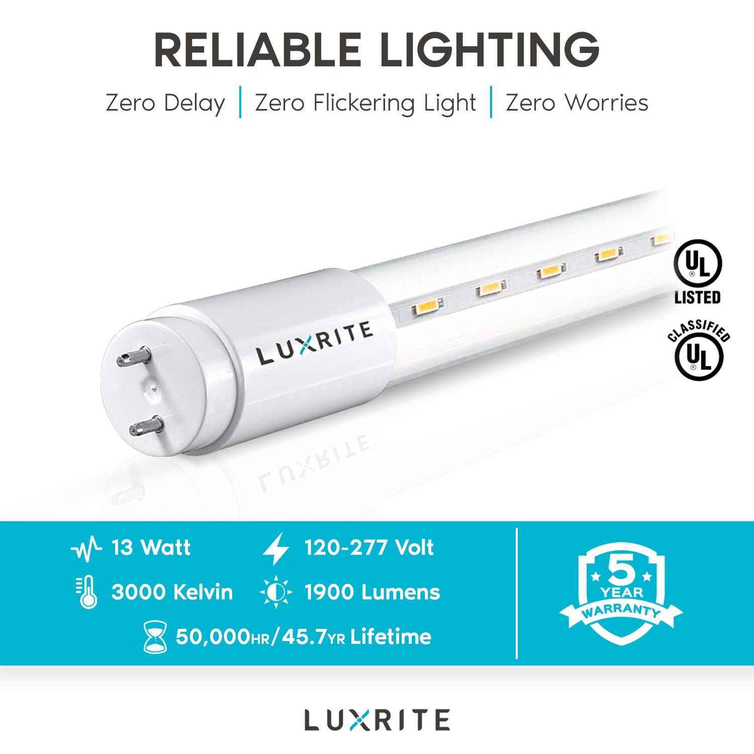 Luxrite 32-Watt EQ 48-in Soft White G13 Linear Type A or Type B LED ...
