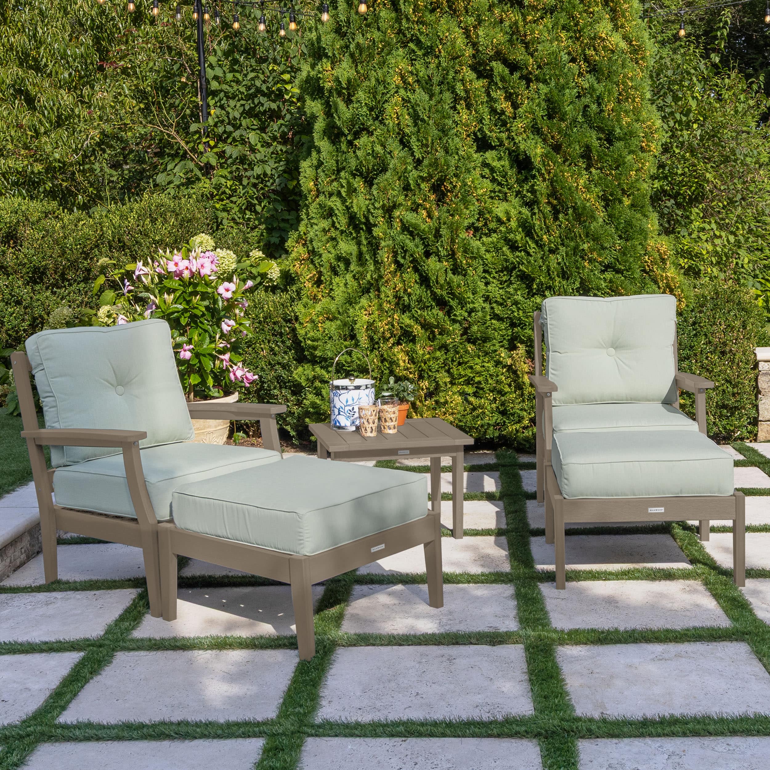highwood Lehigh 5 -Piece Patio Conversation Set with Green Sunbrella Cushions