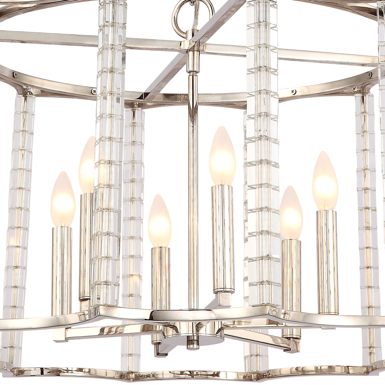 Elegant Carson Polished Nickel 6-Light Crystal Chandelier