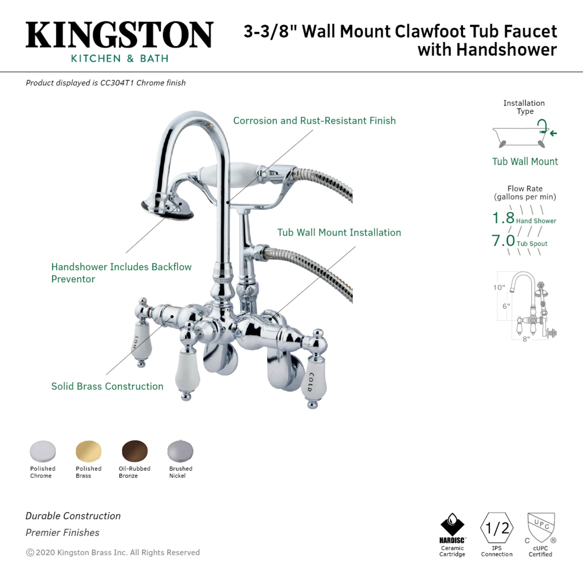 Kingston Brass WLCC304T1 Roman-Tub-Faucets - View #2