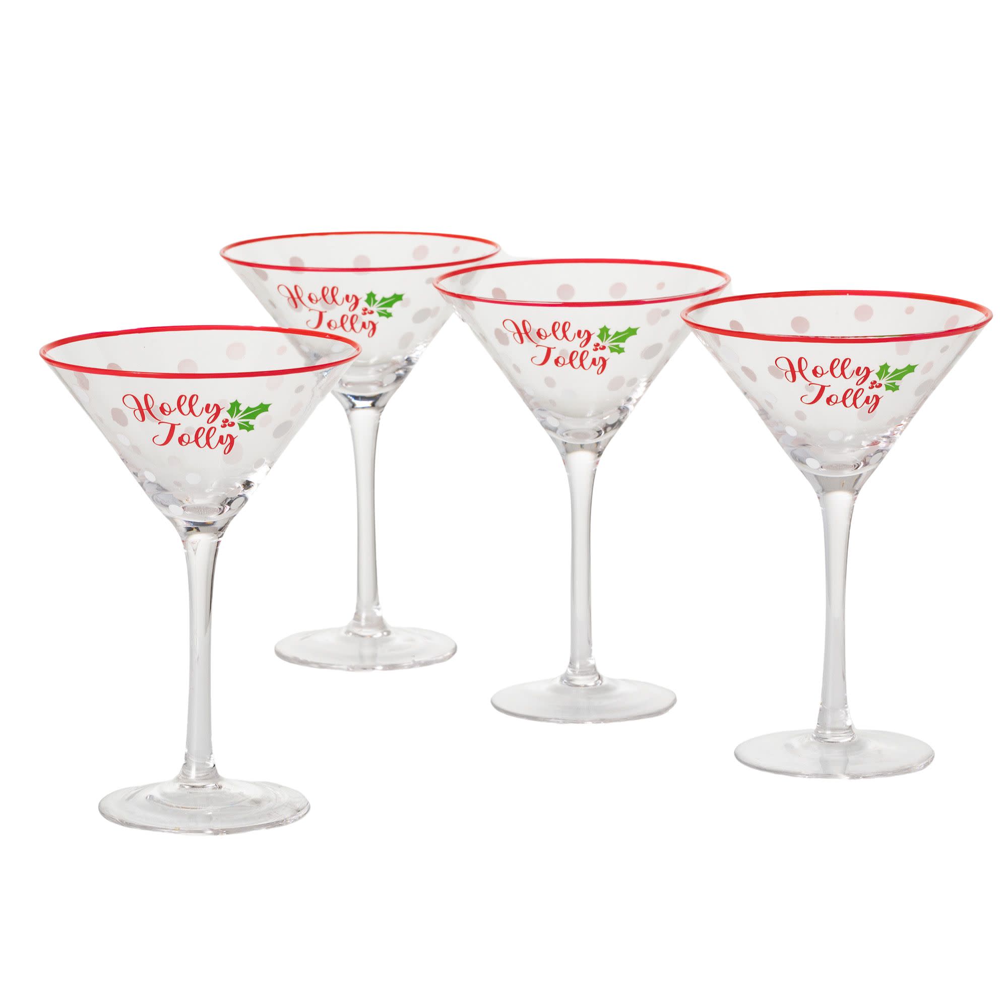 Sullivans G8390 Holly Jolly 8-fl oz Glass Multicolored Novelty Drinkware Set of: 4