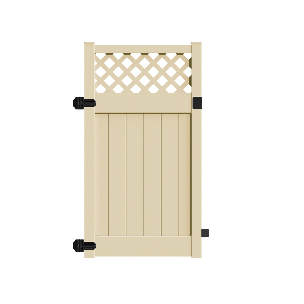 Freedom 73025159 Conway 6-ft H x 4-ft W Sand Vinyl Lattice-top Fence gate kit (Unassembled)