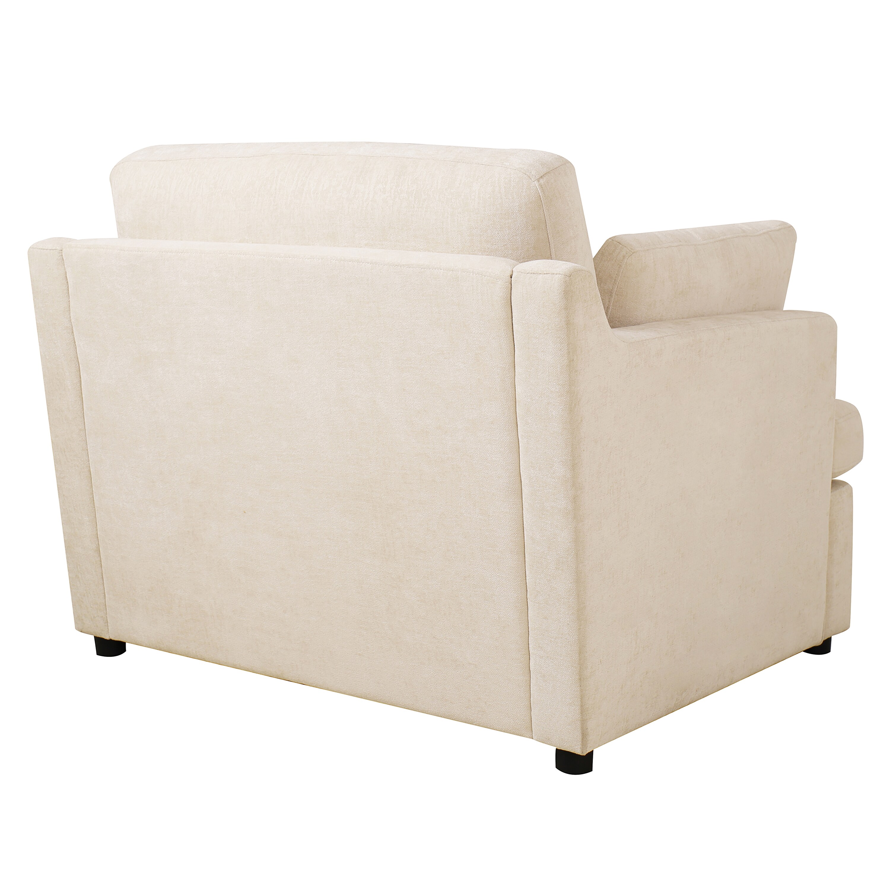 Beige Barrel Accent Chair with Wood Frame and Cushions