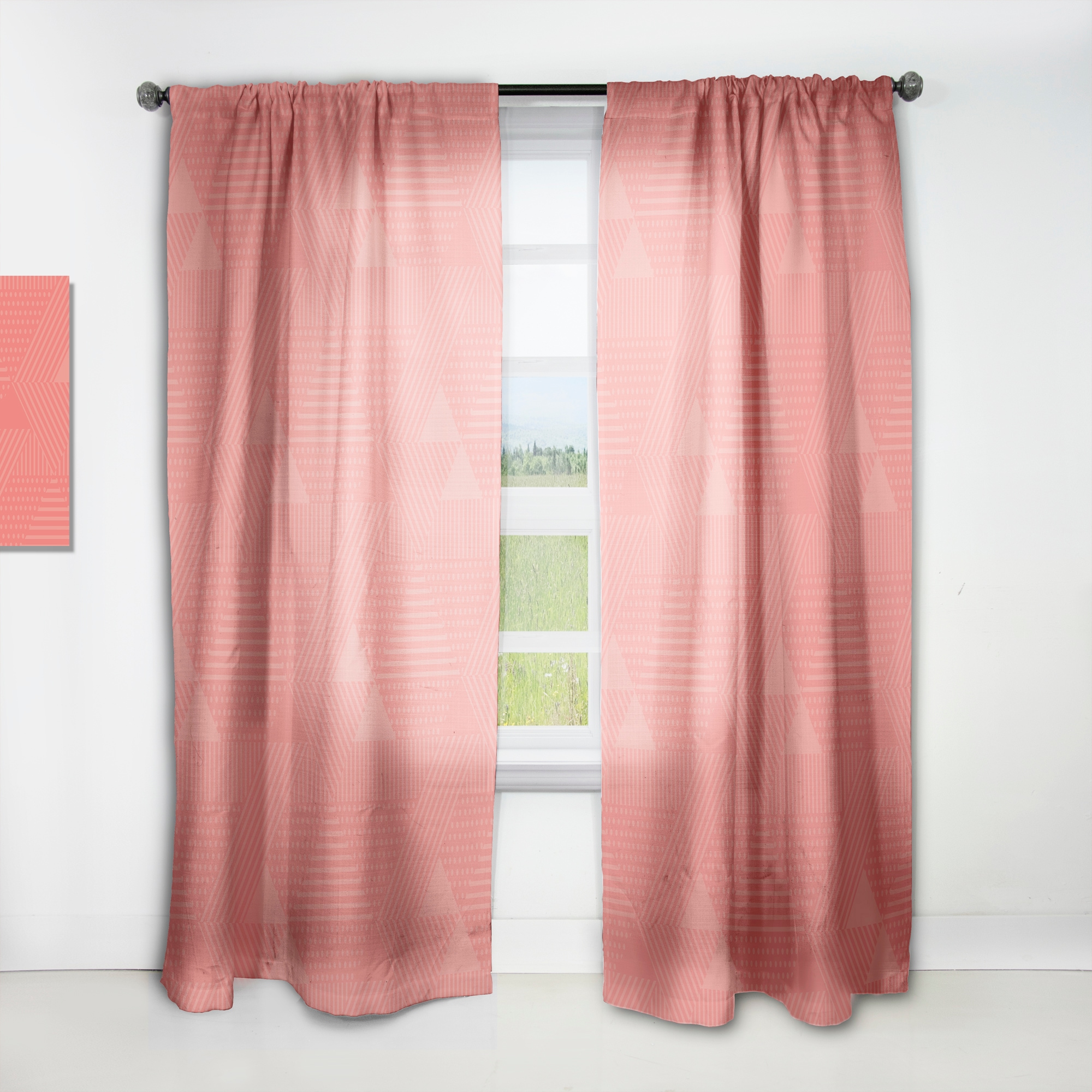 Designart CTN24331-52-90 90-in Pink Abstract Room darkening Thermal lined Rod pocket Single curtain panel