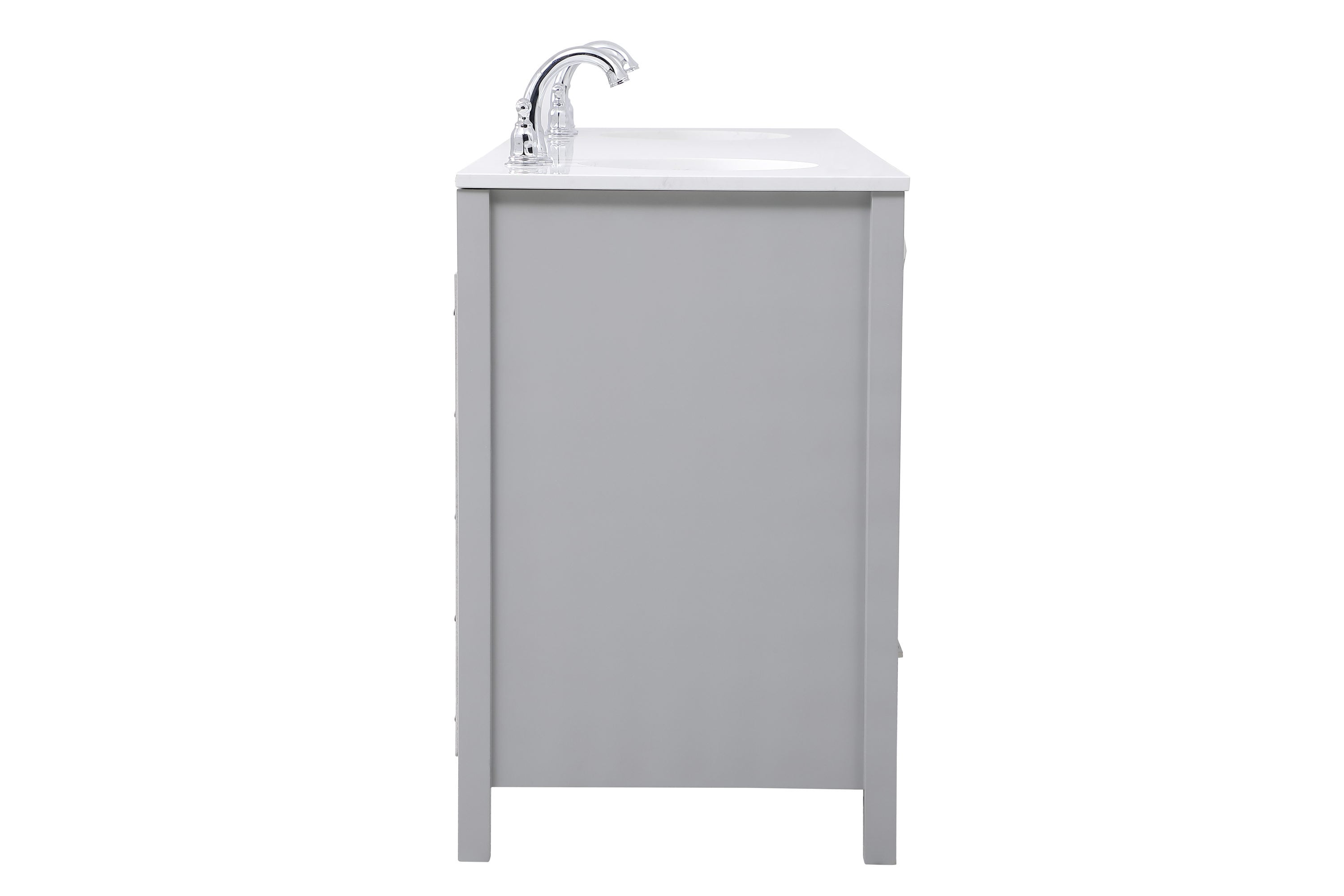 Gray 72" Solid Wood and Stone Double Bathroom Vanity