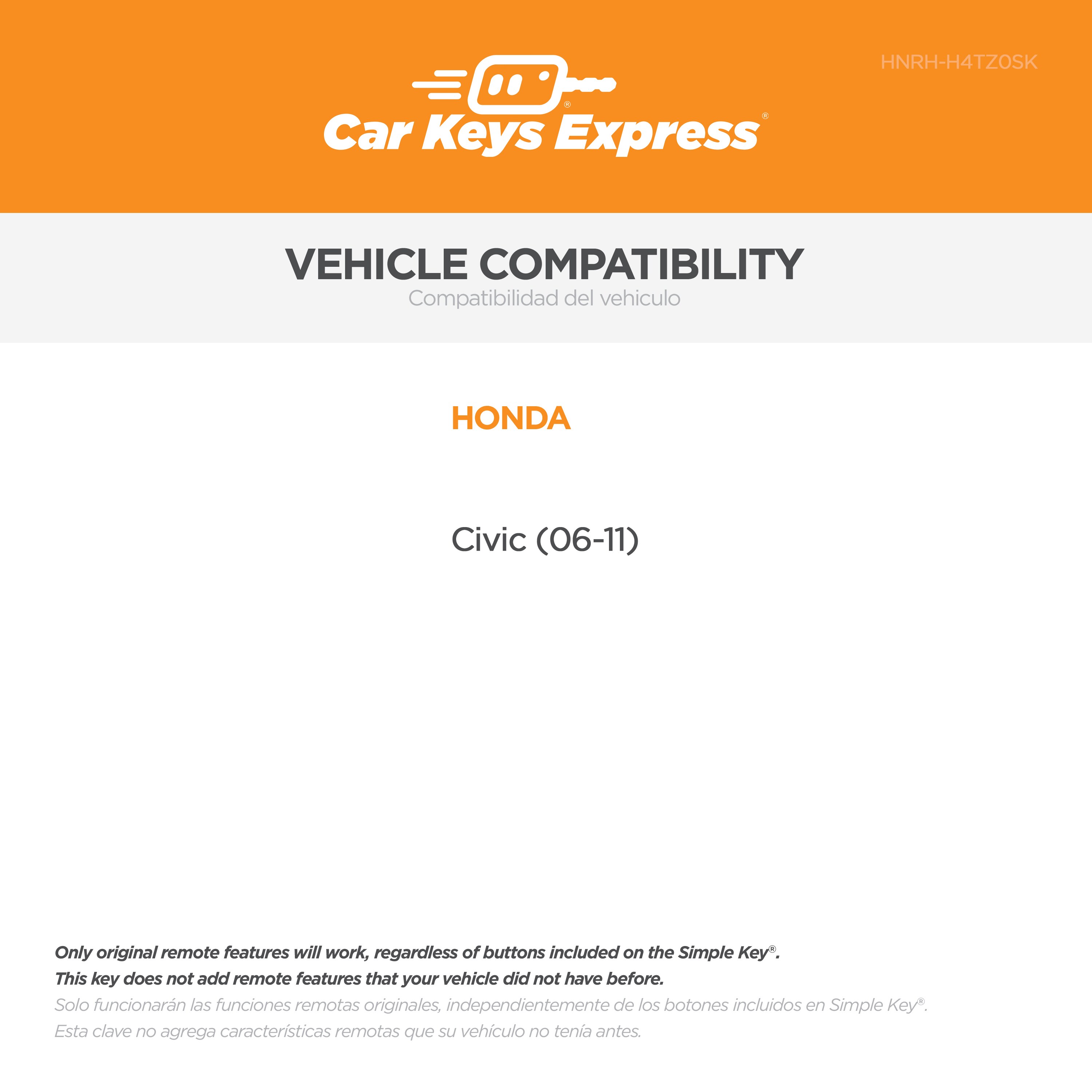 Car Keys Express HNRH-H4TZ0SK c060438 - View #2