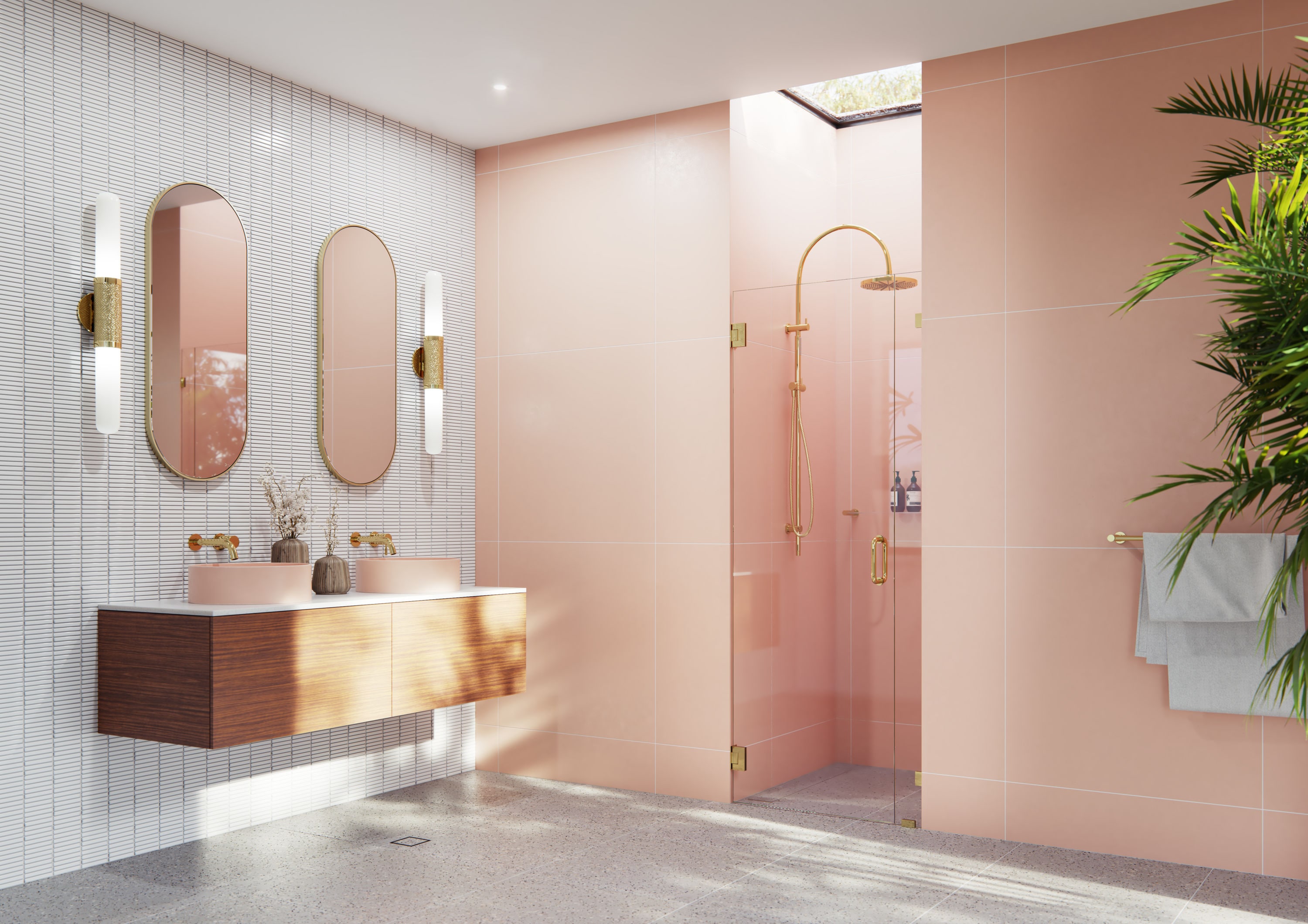 Glass Warehouse GW-WH-31-75-PB Illume Polished brass 31-3/4-in W x 78-in H Frameless Hinged Shower door 3/8-in Thick Clear Glass