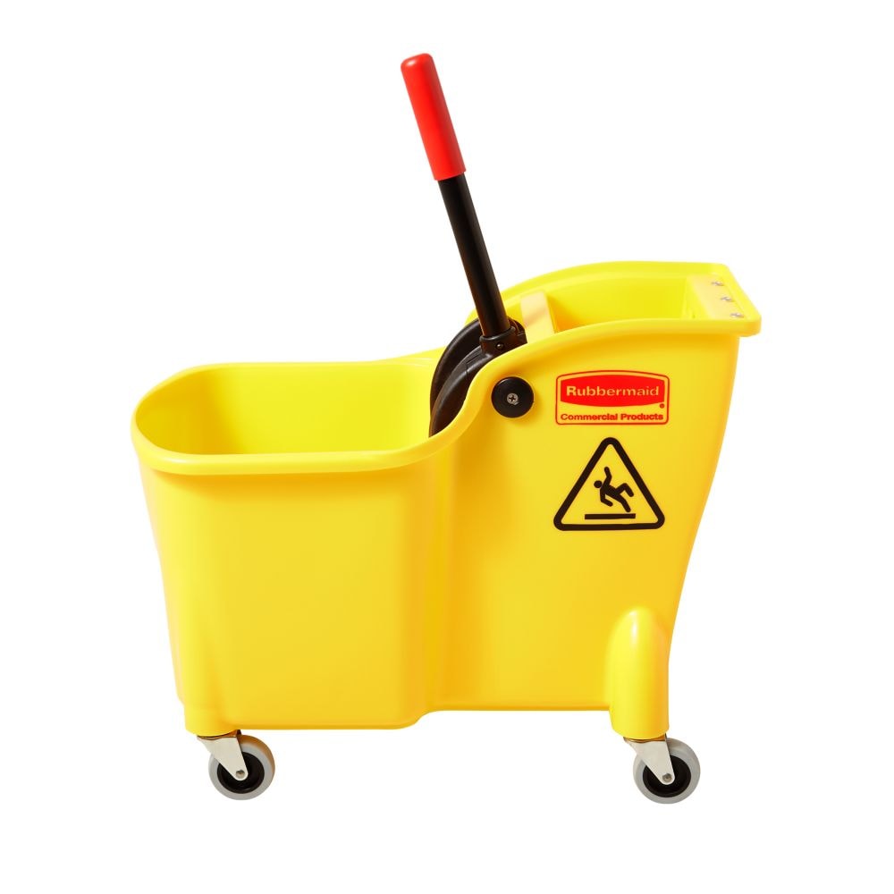 with Wringer and Removable Divider Floor Cleaning Wheeled Mop Bucket 24 Qt 