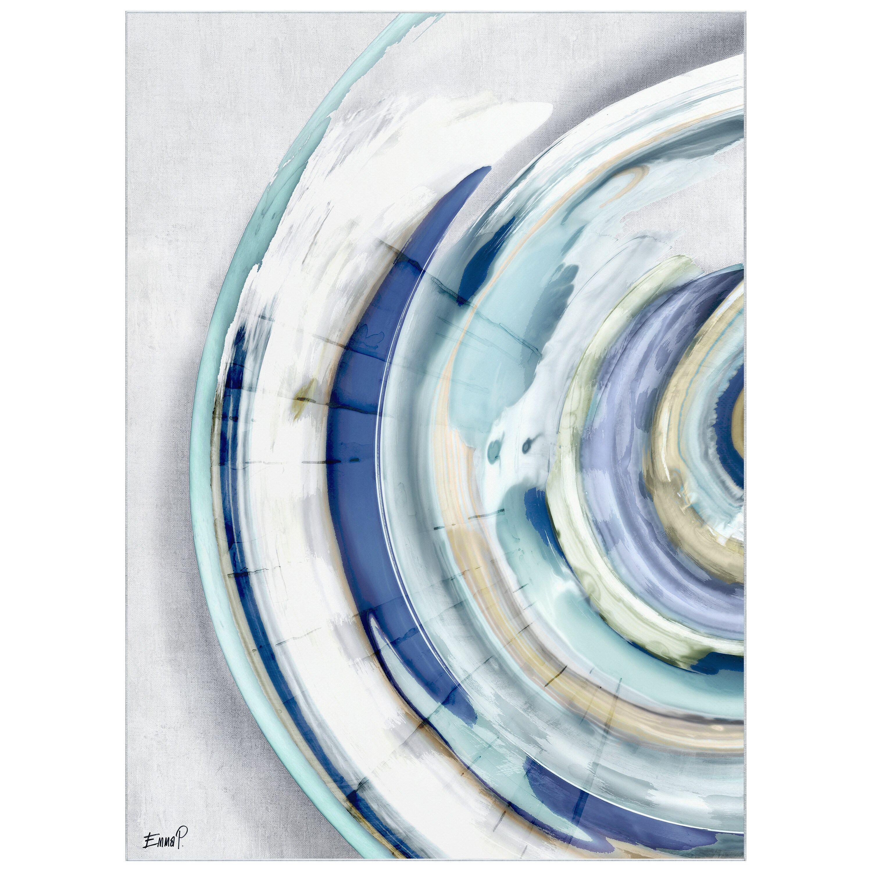 Empire Art Direct TDA-PI041-0810C2 8 x 10 (ft) Polyester Multi-Colored, Blue Rectangular Indoor Abstract Area rug