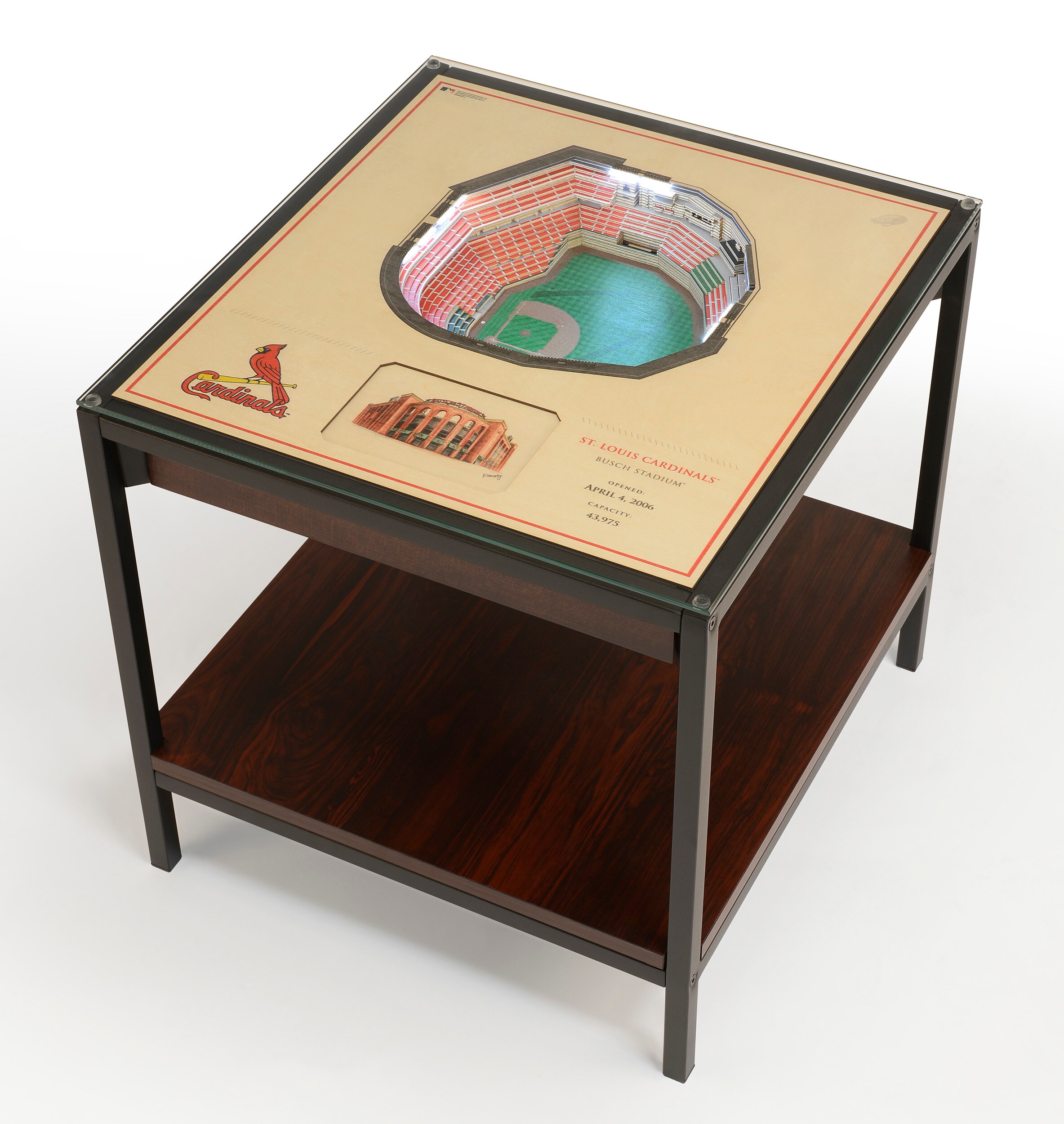 StadiumViews 9026372 25-Layer StadiumView Lighted End Table 22-Inches W x 22.25-Inches H Team Colors Glass Square Modern End Table with Storage Assembly Required