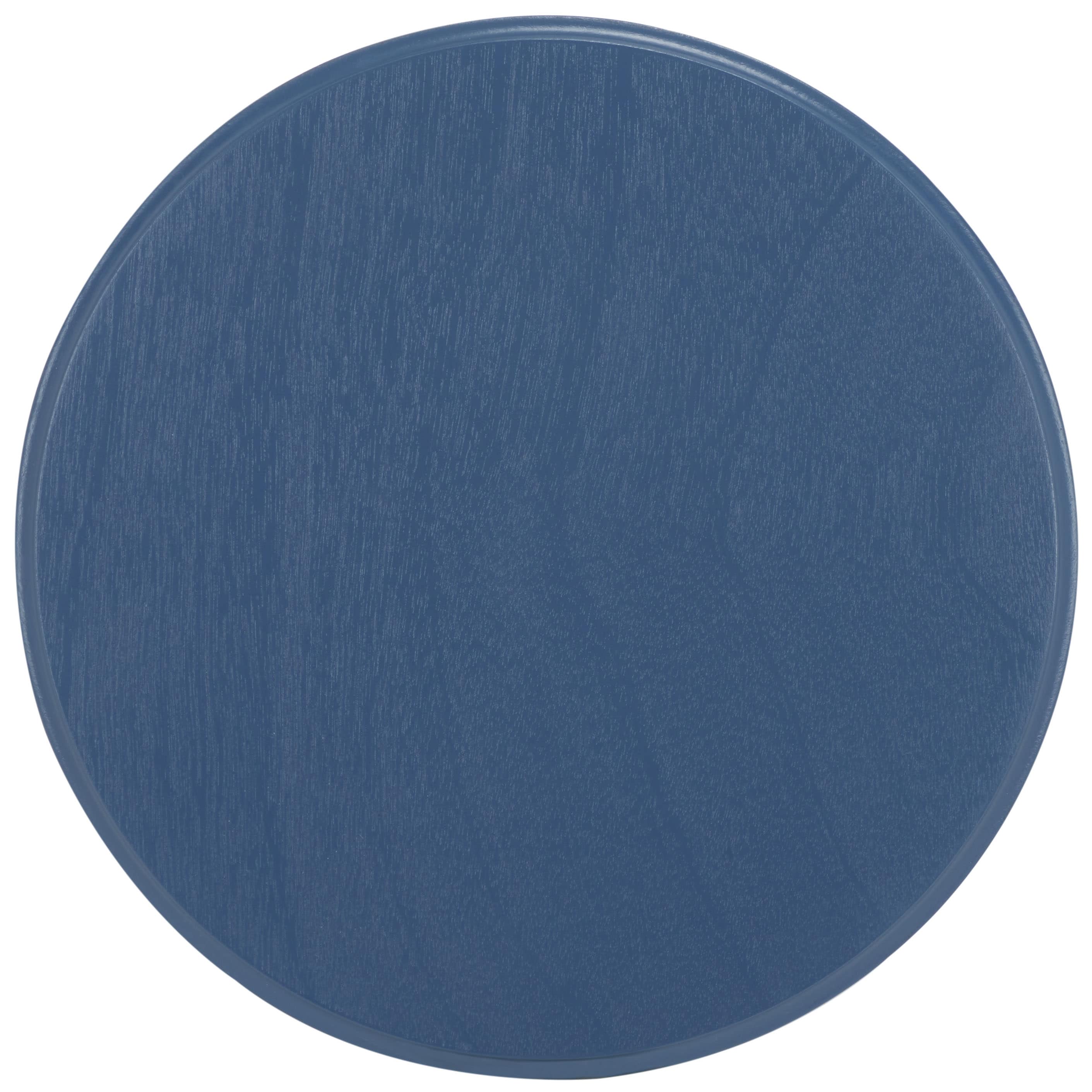 Blue Round Wood Wavy Accent Table, 15" x 22"